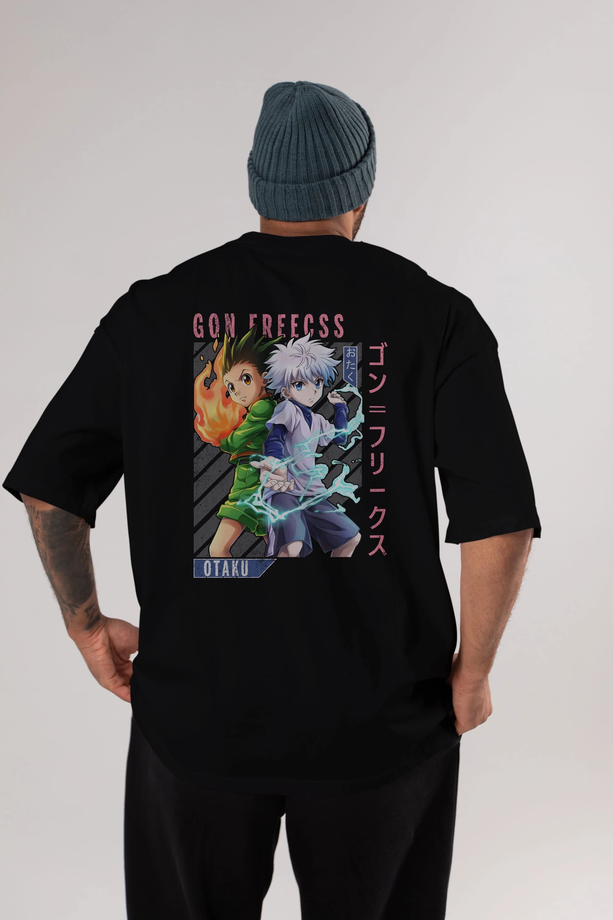 Gon Freecss HUNTER X HUNTER 1 Anime Arka Baskılı Oversize t-shirt Erkek Kadın Unisex