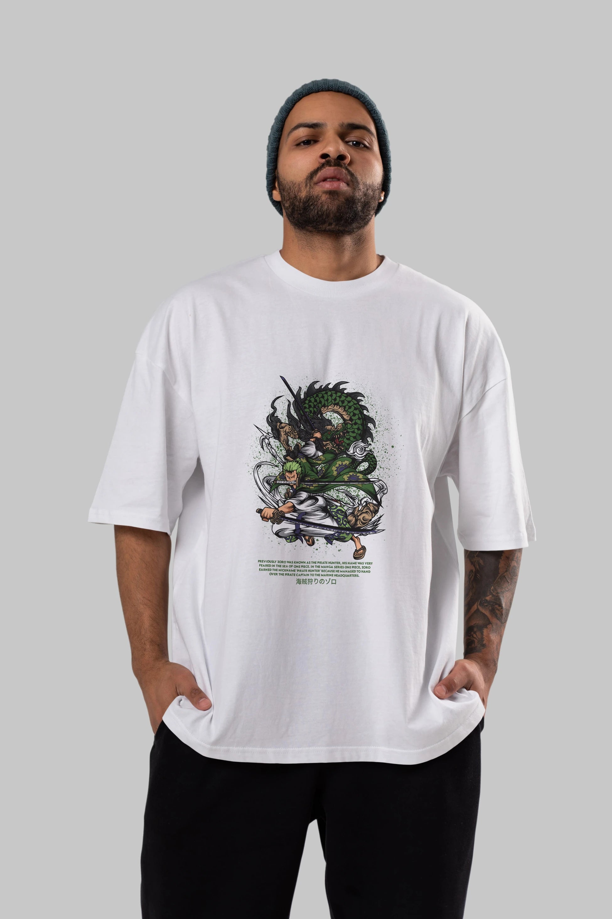 Zoro Anime Ön Baskılı Oversize t-shirt %100 pamuk Erkek Kadın Unisex