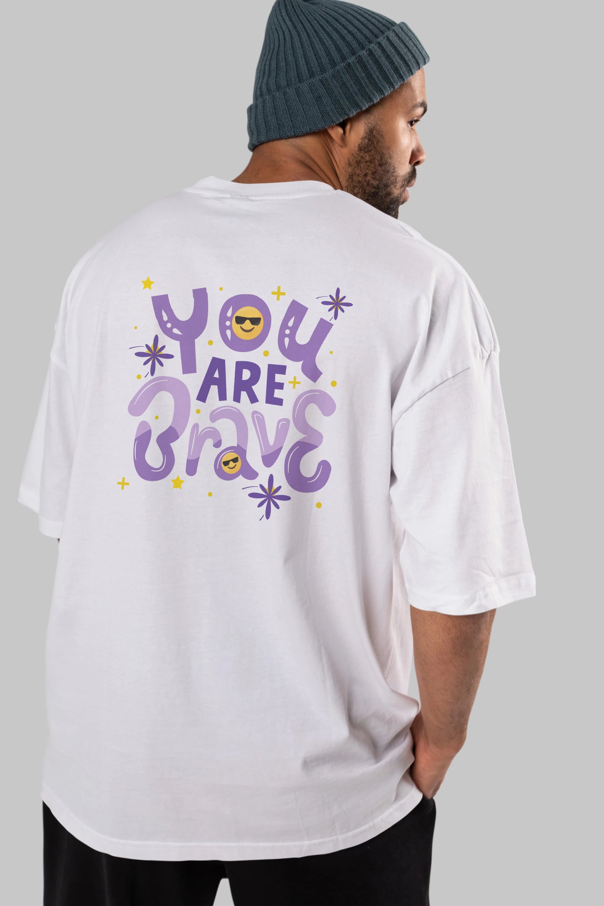 You Are Brave Yazılı Arka Baskılı Oversize t-shirt Erkek Kadın Unisex