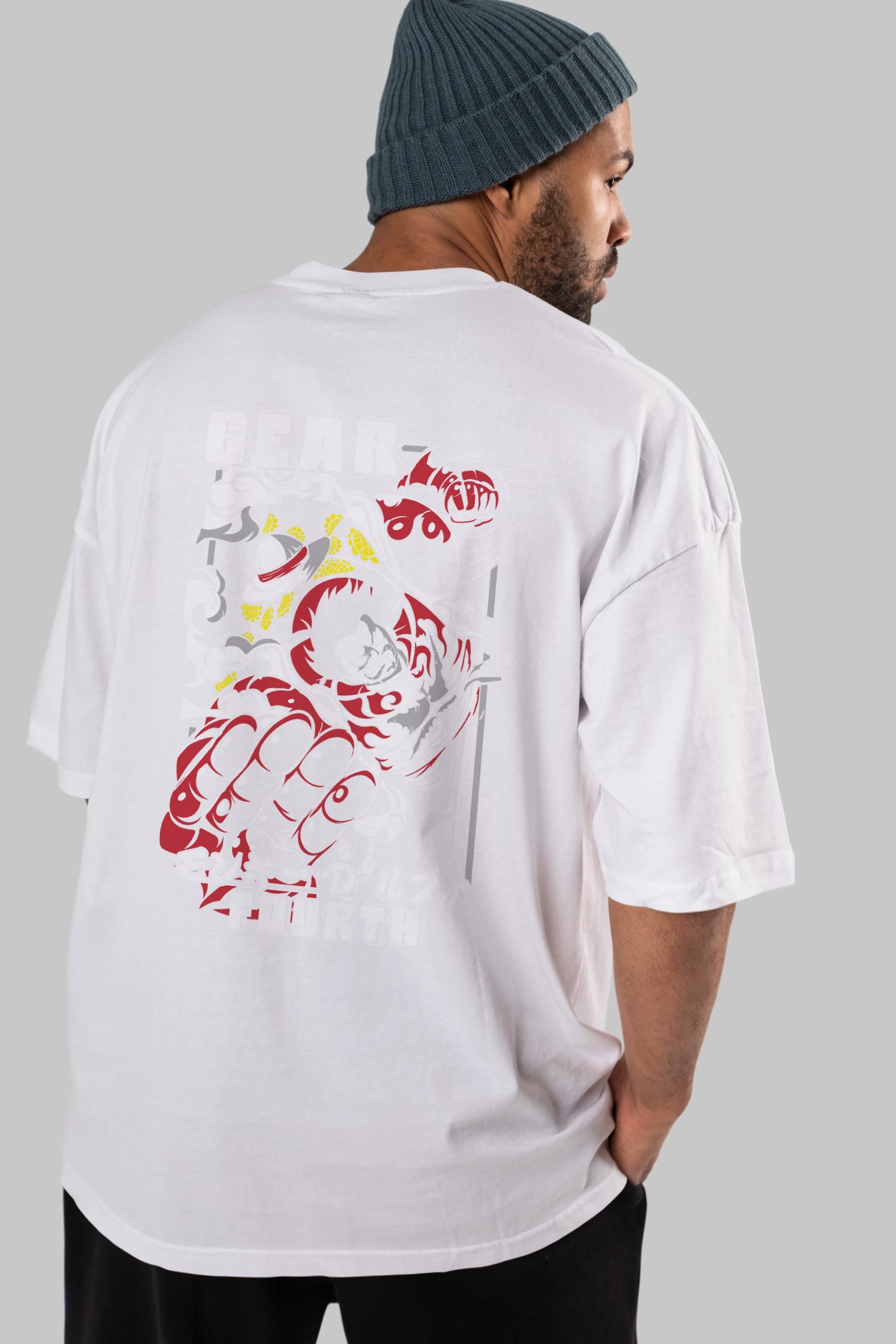 LUFFY gear fourth Anime Arka Baskılı Oversize t-shirt Erkek Kadın Unisex