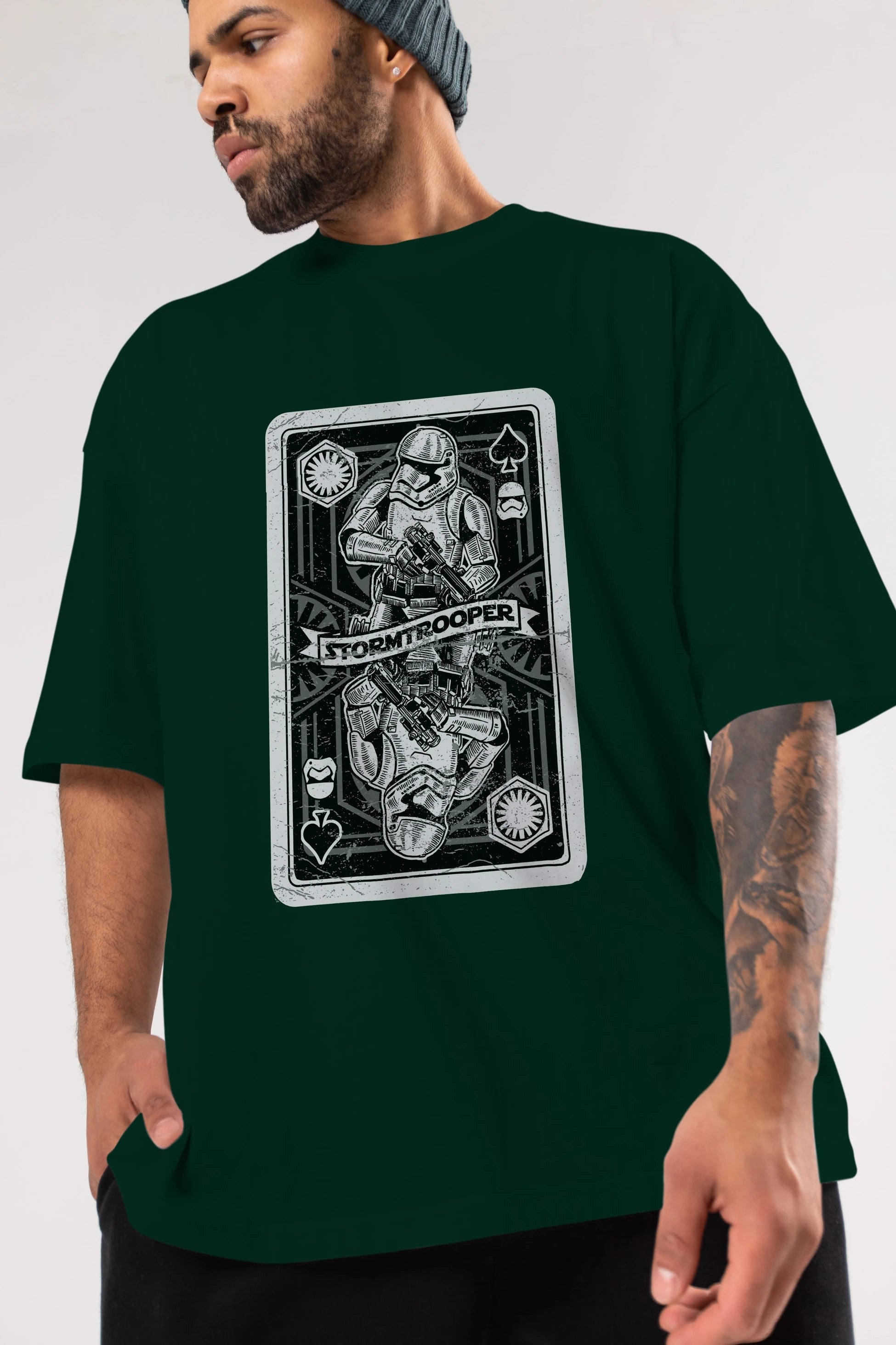 Stormtrooper Playing Card Ön Baskılı Oversize t-shirt Erkek Kadın Unisex %100 Pamuk tişort