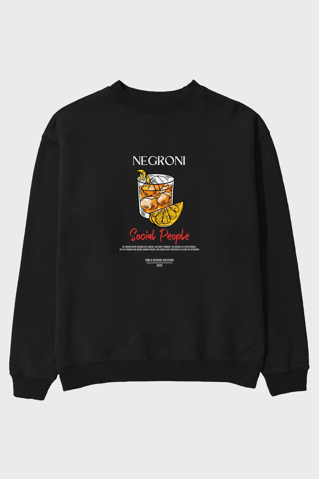 Negroni ön Baskılı Oversize Sweatshirt Erkek Kadın Unisex