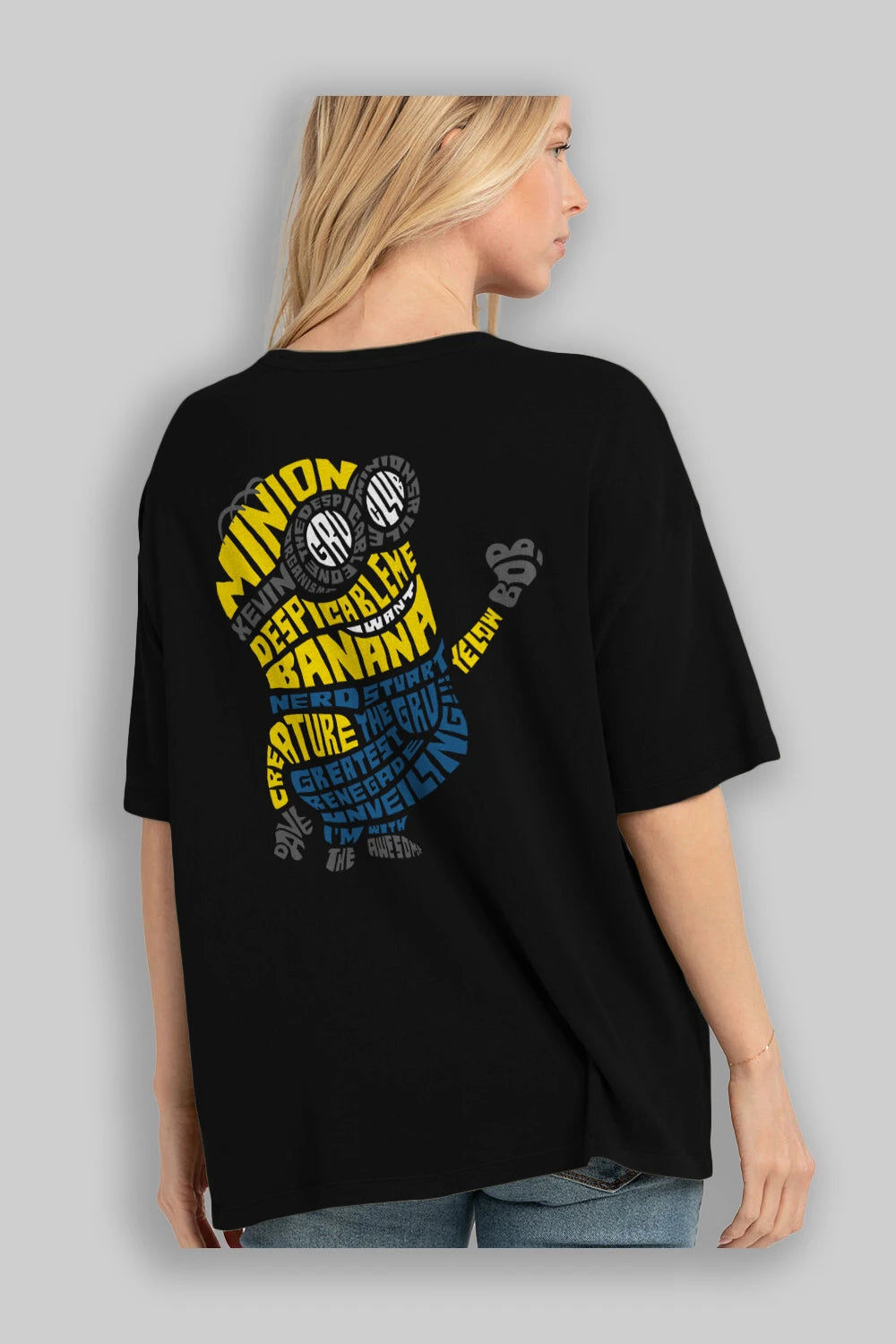 Minion Arka Baskılı Oversize t-shirt %100 pamuk Erkek Kadın Unisex