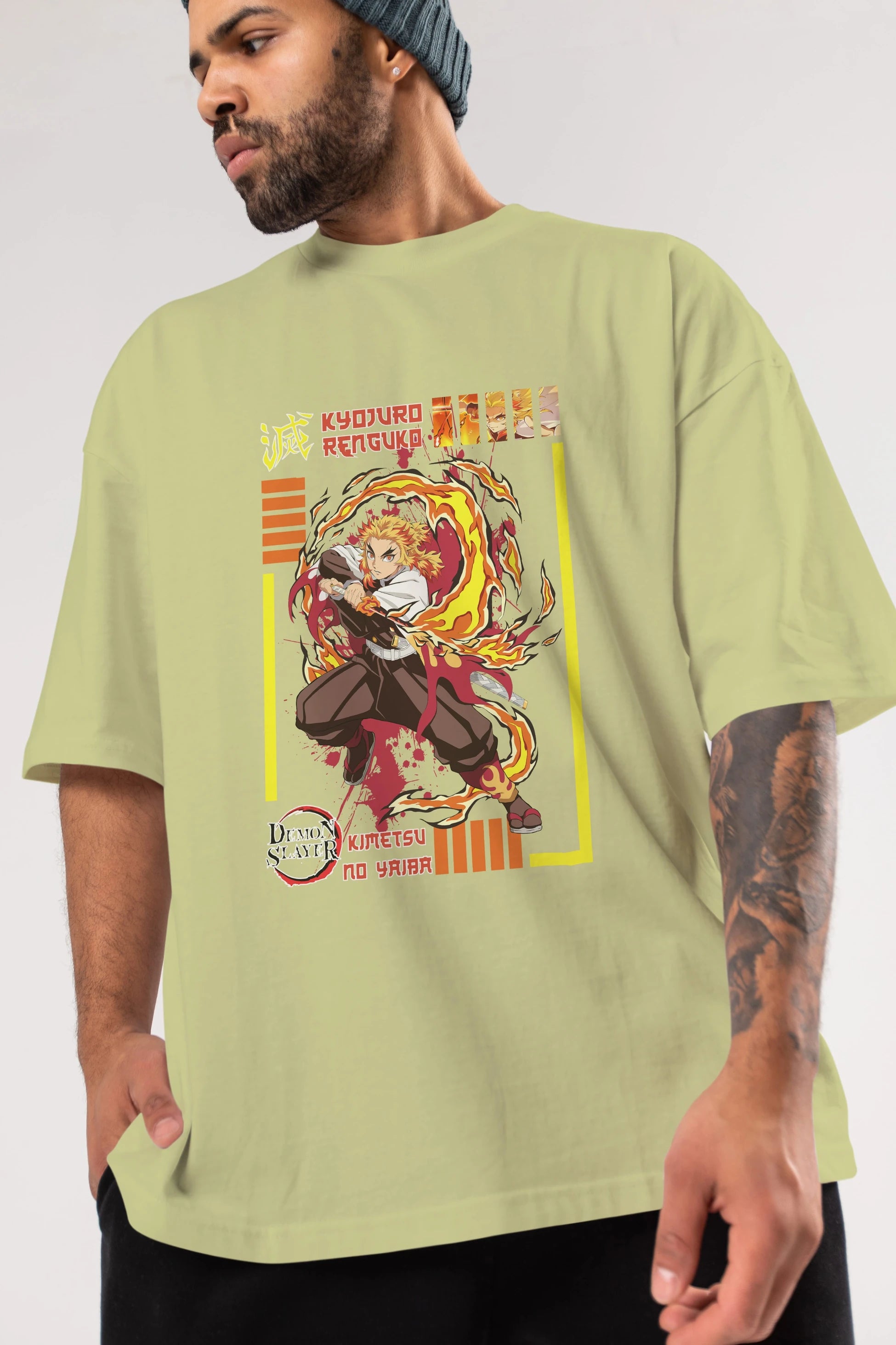 KYOJURO RENGOKU Anime Ön Baskılı Oversize t-shirt %100 pamuk Erkek Kadın Unisex