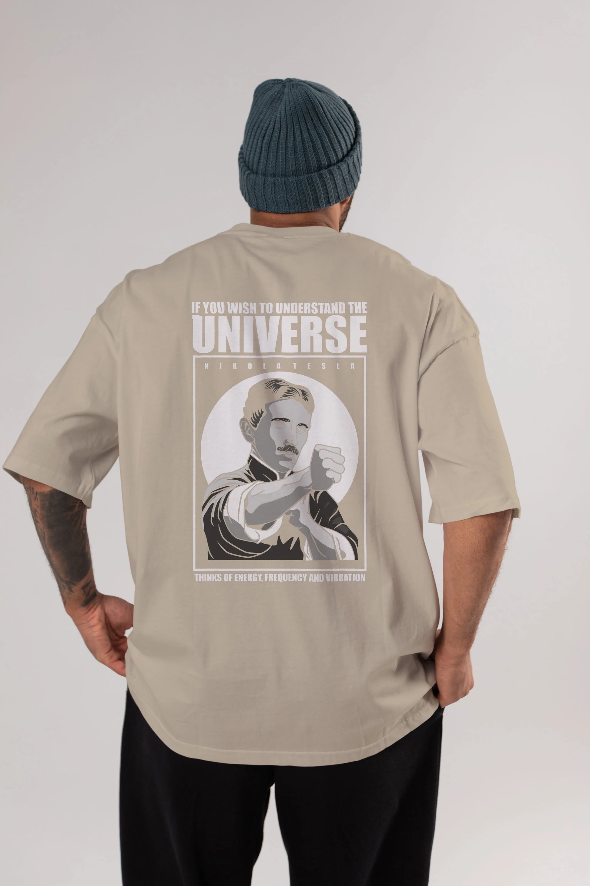 Nicola Tesla Ip Man Arka Baskılı Oversize t-shirt Erkek Kadın Unisex %100 Pamuk tişort