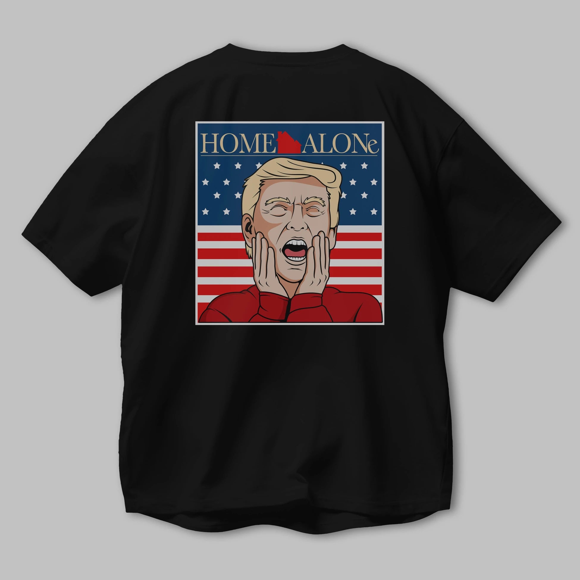Home Alone Trump Arka Baskılı Oversize t-shirt Erkek Kadın Unisex %100 Pamuk tişort