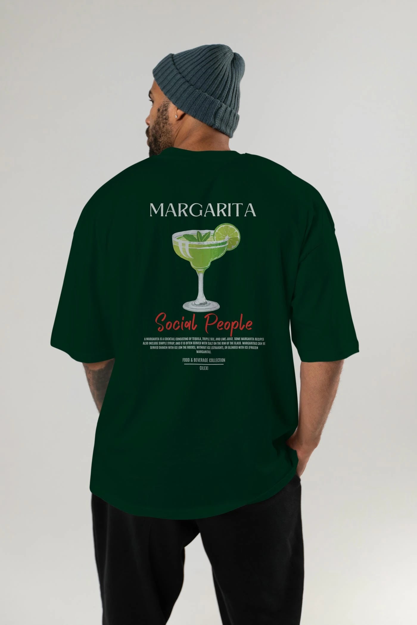 Margarita Kokteyl Serisi Baskılı Oversize t-shirt Erkek Kadın Unisex %100 Pamuk Bisiklet Yaka tişort