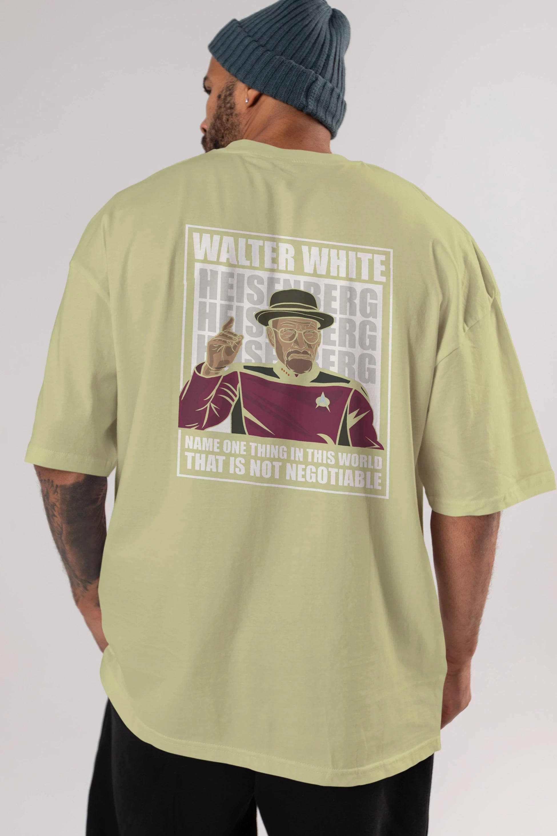 Captain Pixard Heisenberg Arka Baskılı Oversize t-shirt Erkek Kadın Unisex %100 Pamuk tişort