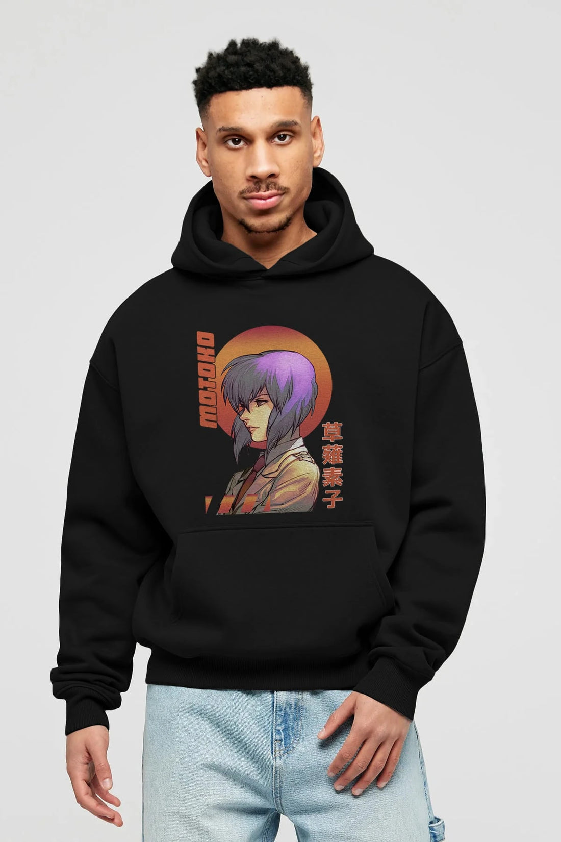 Motoko Kusanagi 10 Anime Ön Baskılı Hoodie Oversize Kapüşonlu Sweatshirt Erkek Kadın Unisex
