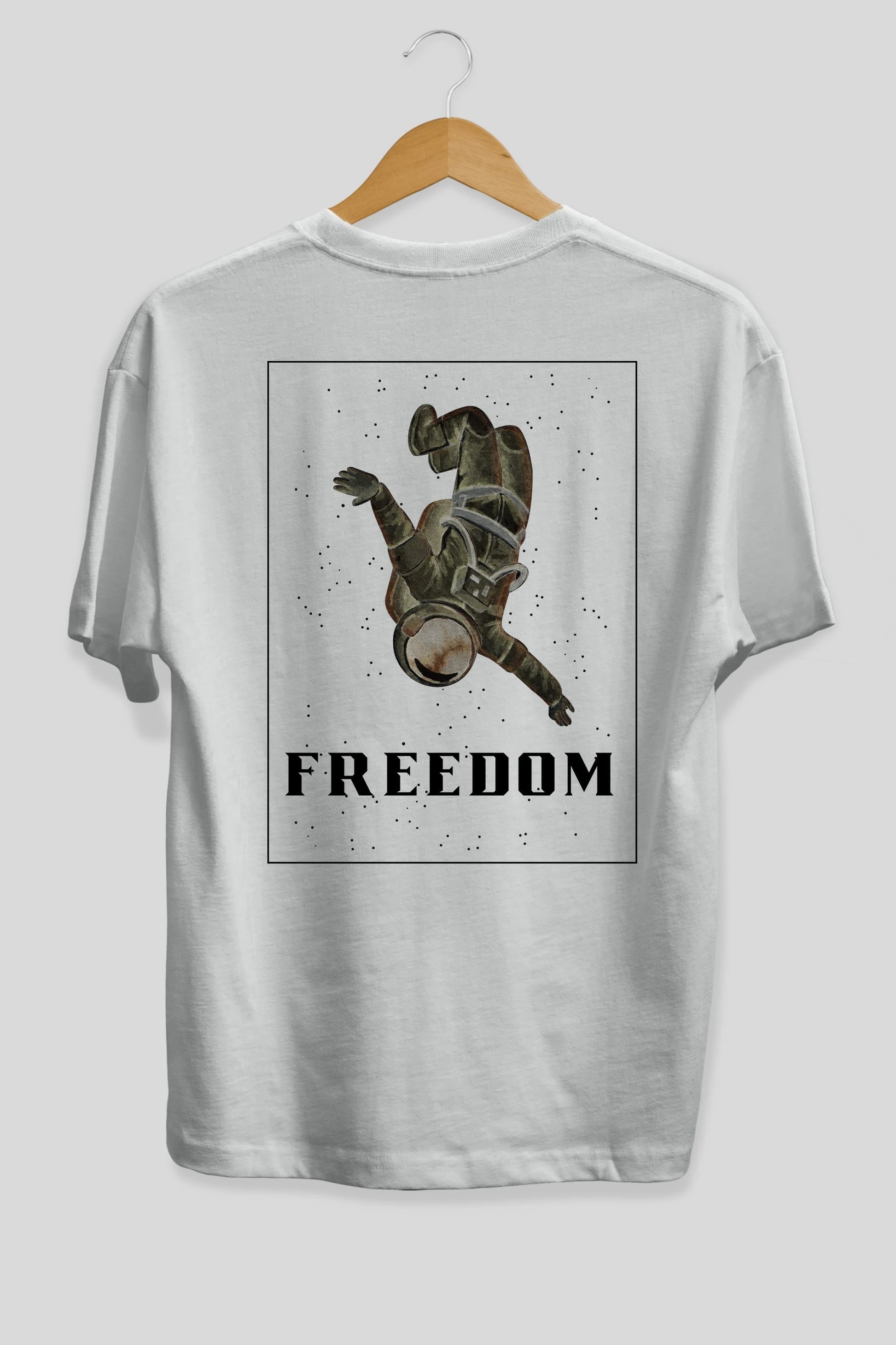 Freedom Astronaut Arka Baskılı Oversize t-shirt Erkek Kadın Unisex