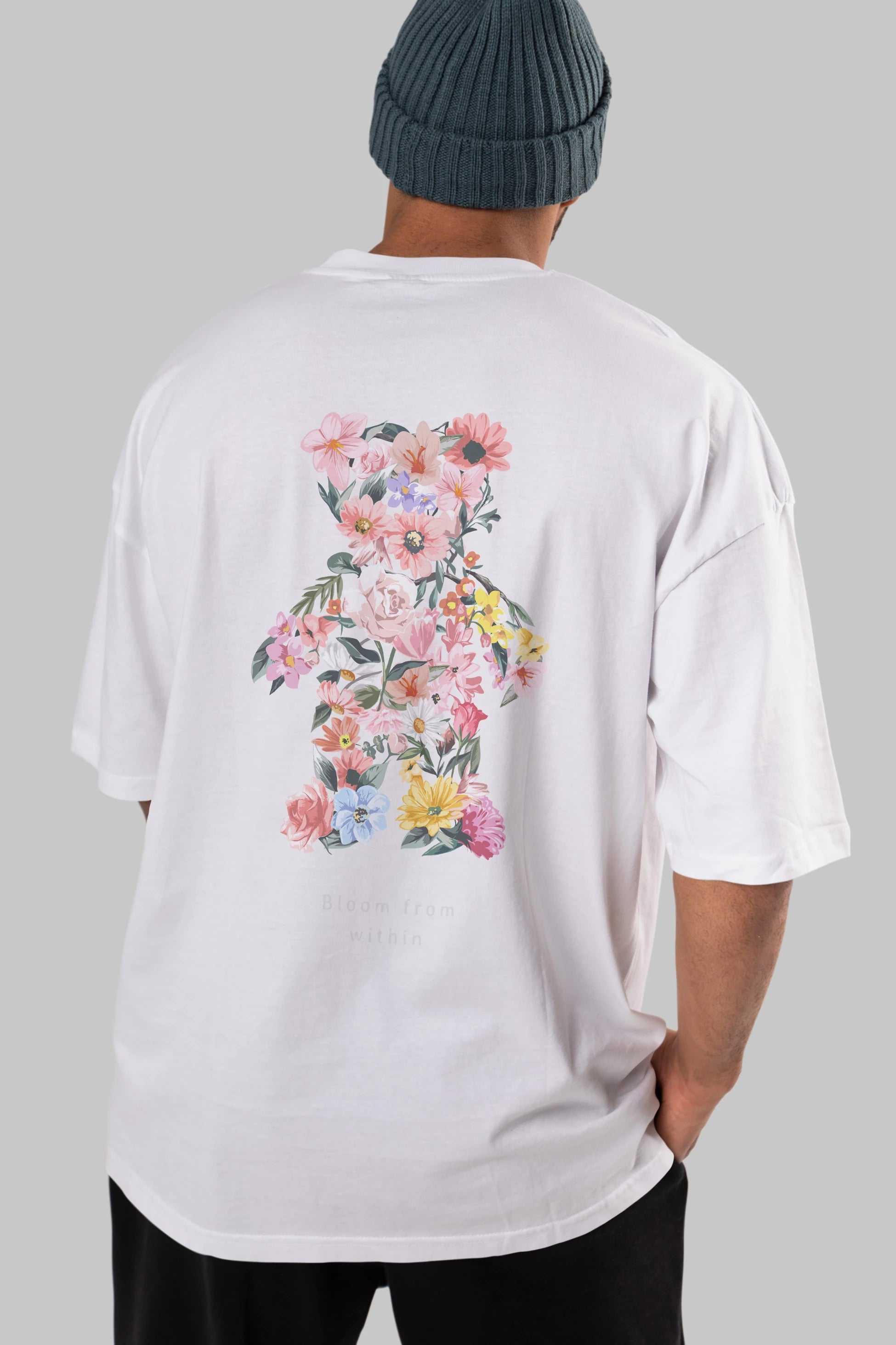 Bloom from Bear Arka Baskılı Oversize t-shirt Erkek Kadın Unisex