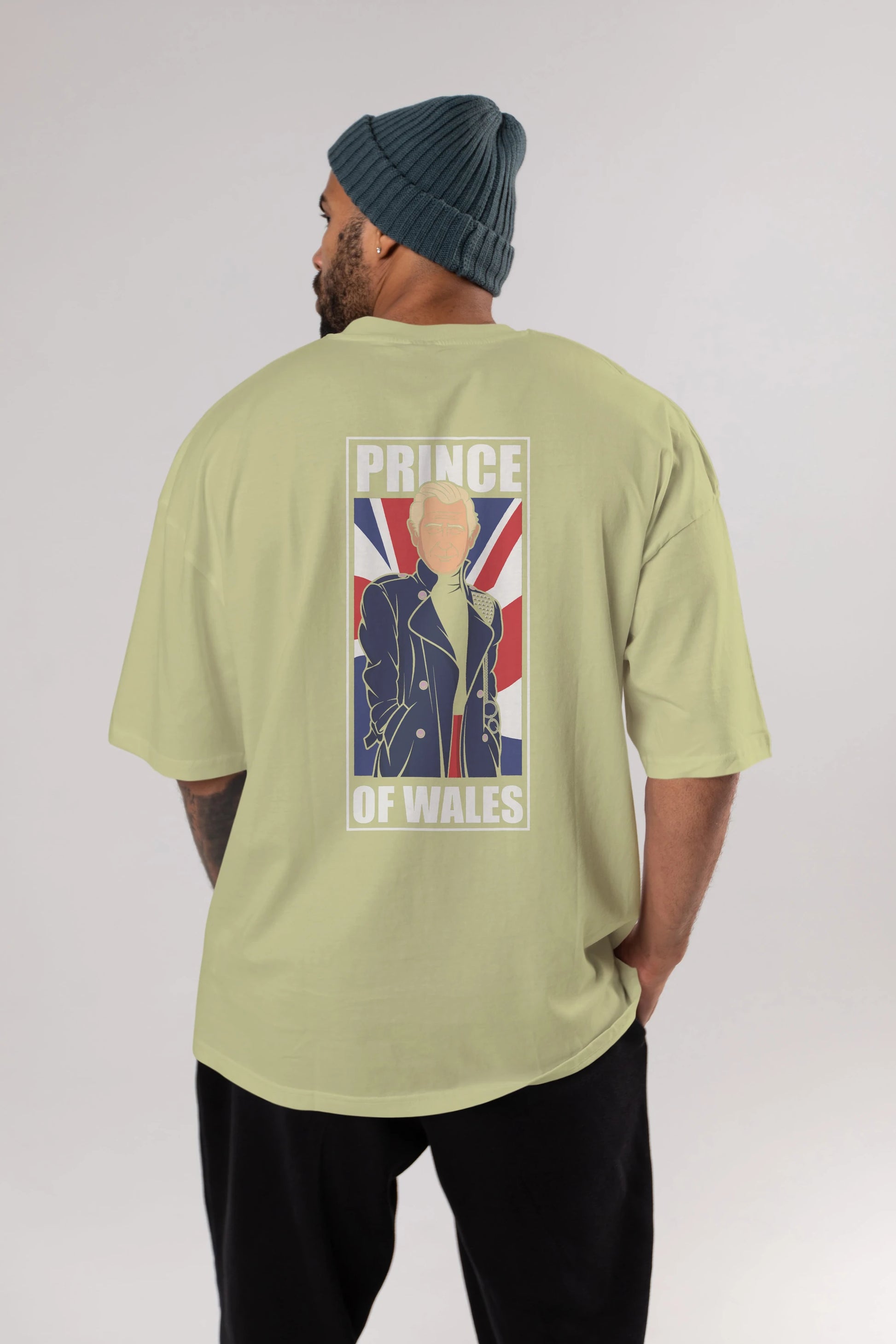 Prince Charles Arka Baskılı Oversize t-shirt Erkek Kadın Unisex %100 Pamuk tişort
