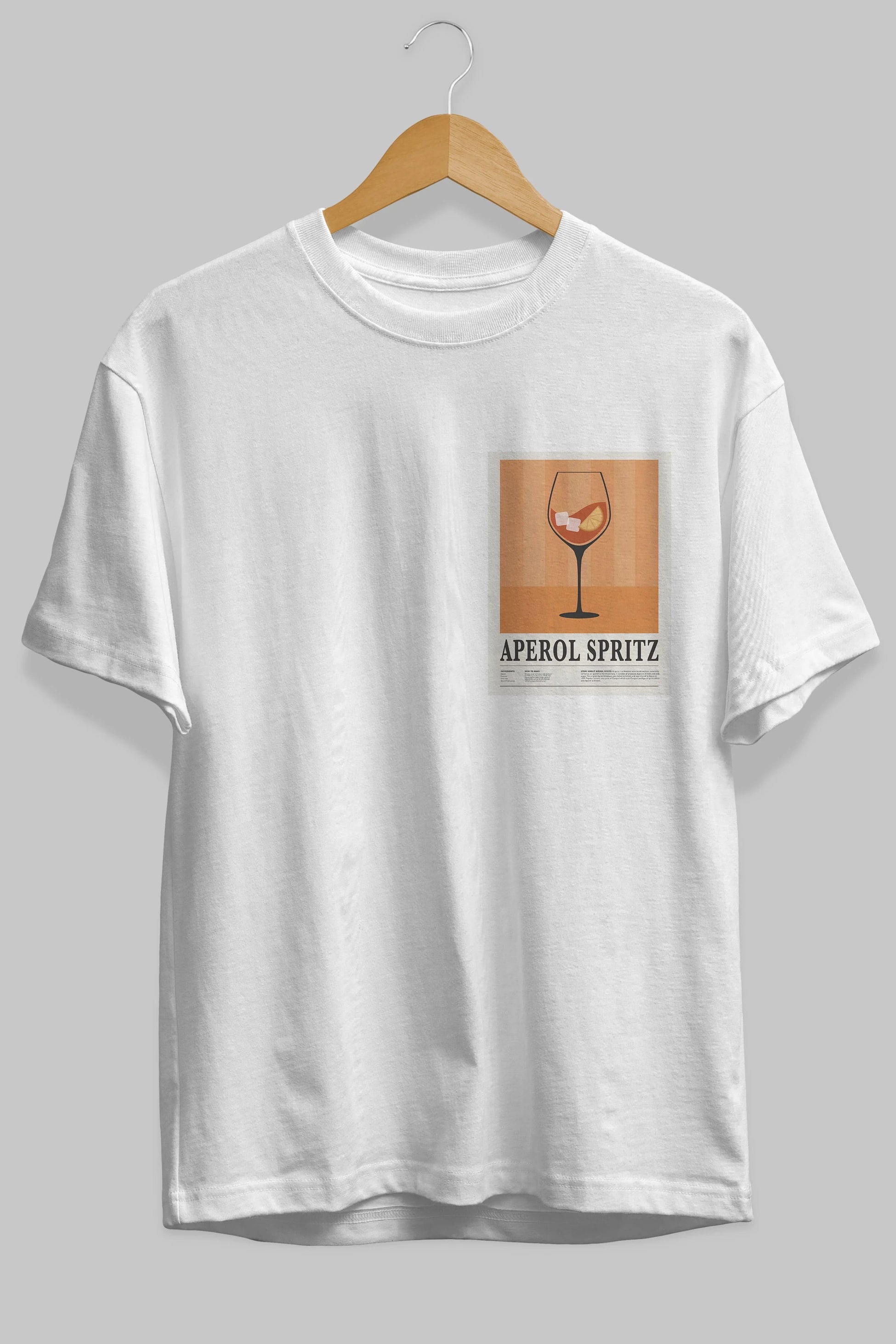 Aperol Spritz 8 Ön Sol Baskılı Oversize t-shirt Erkek Kadın Unisex %100 Pamuk Bisiklet Yaka tişort