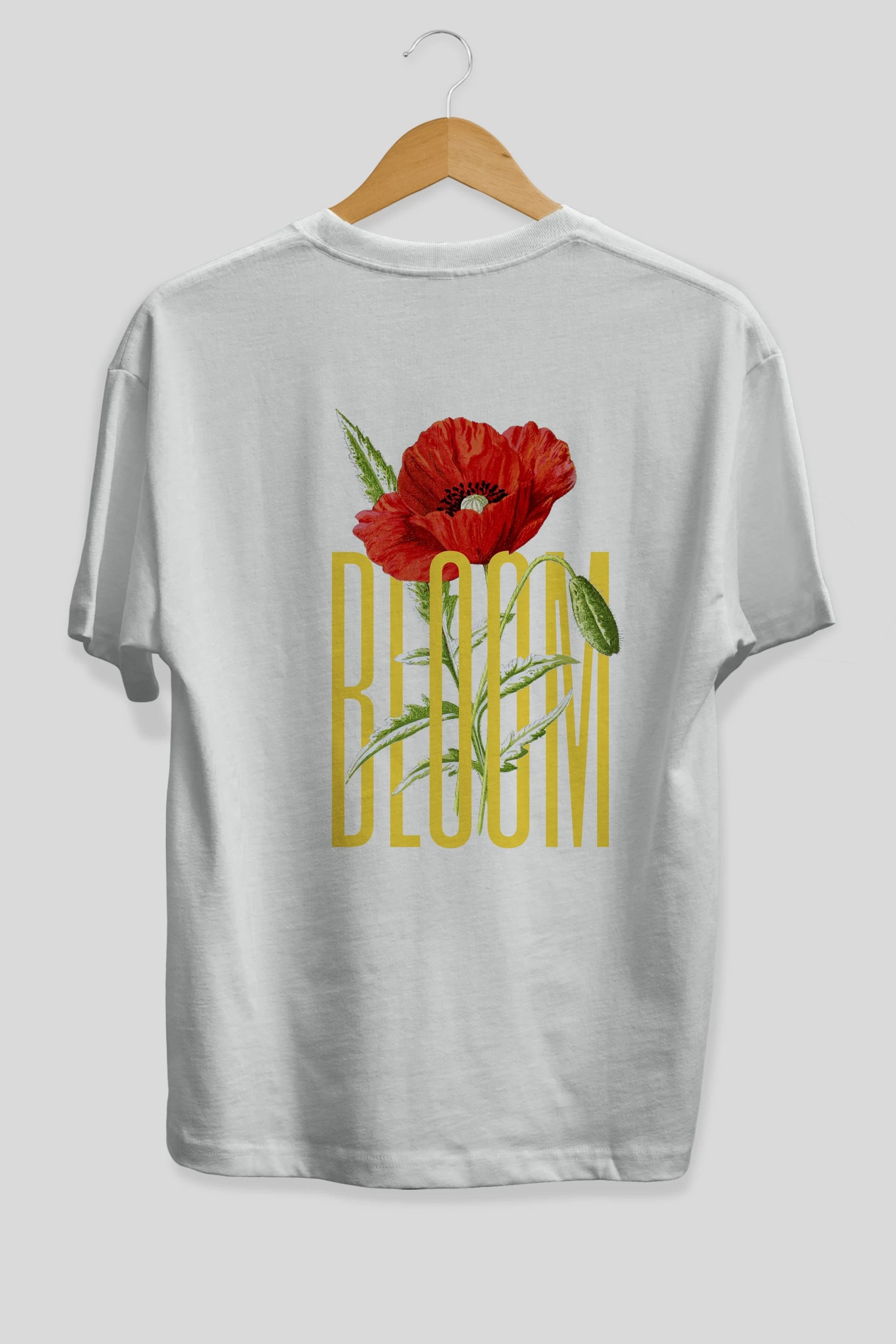 Bloom Flower Arka Baskılı Oversize t-shirt Erkek Kadın Unisex