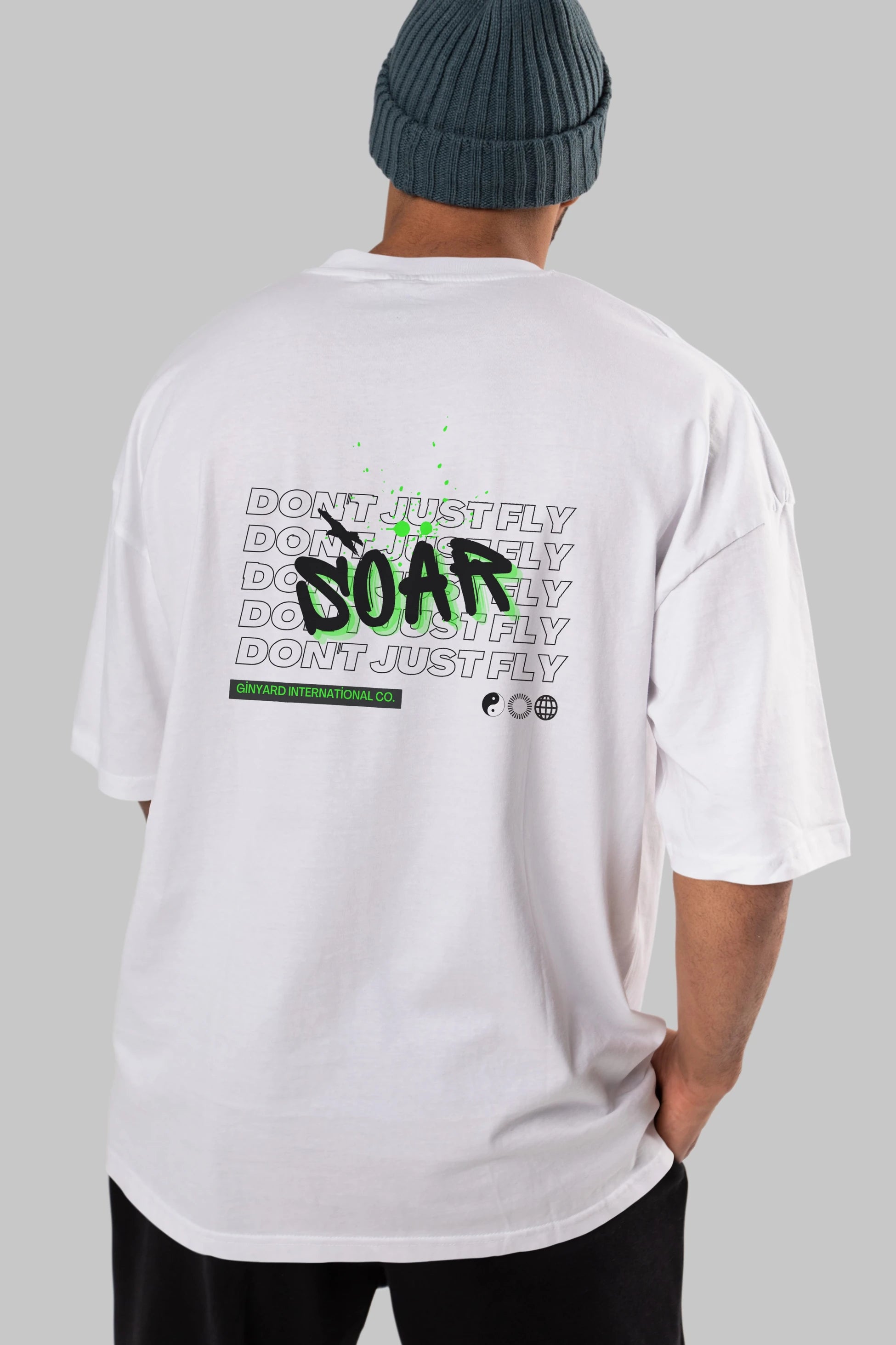 Soar Dont Just Fly Yazılı Arka Baskılı Oversize t-shirt Erkek Kadın Unisex