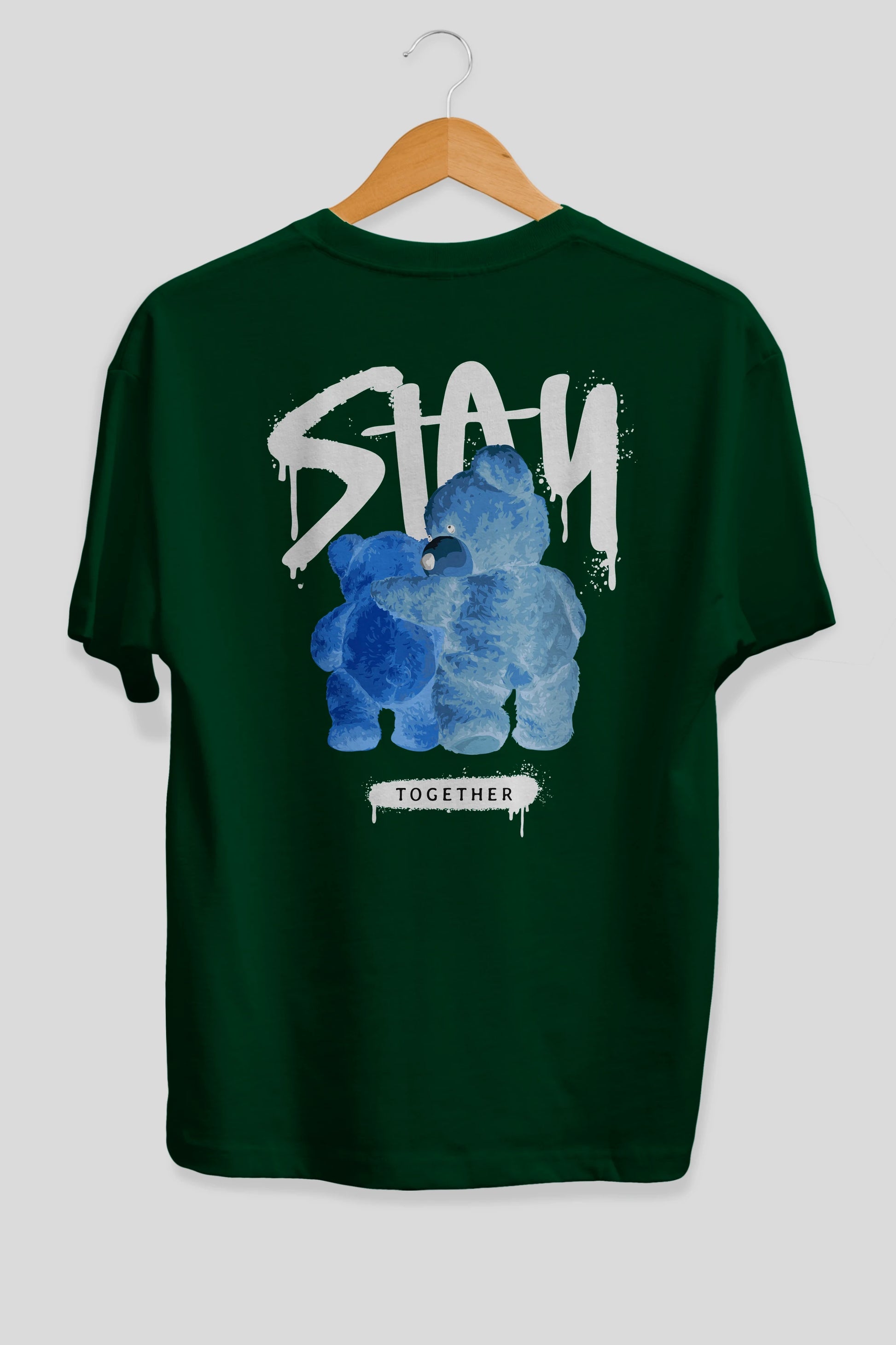 Stay Together Bear Arka Baskılı Oversize t-shirt Erkek Kadın Unisex