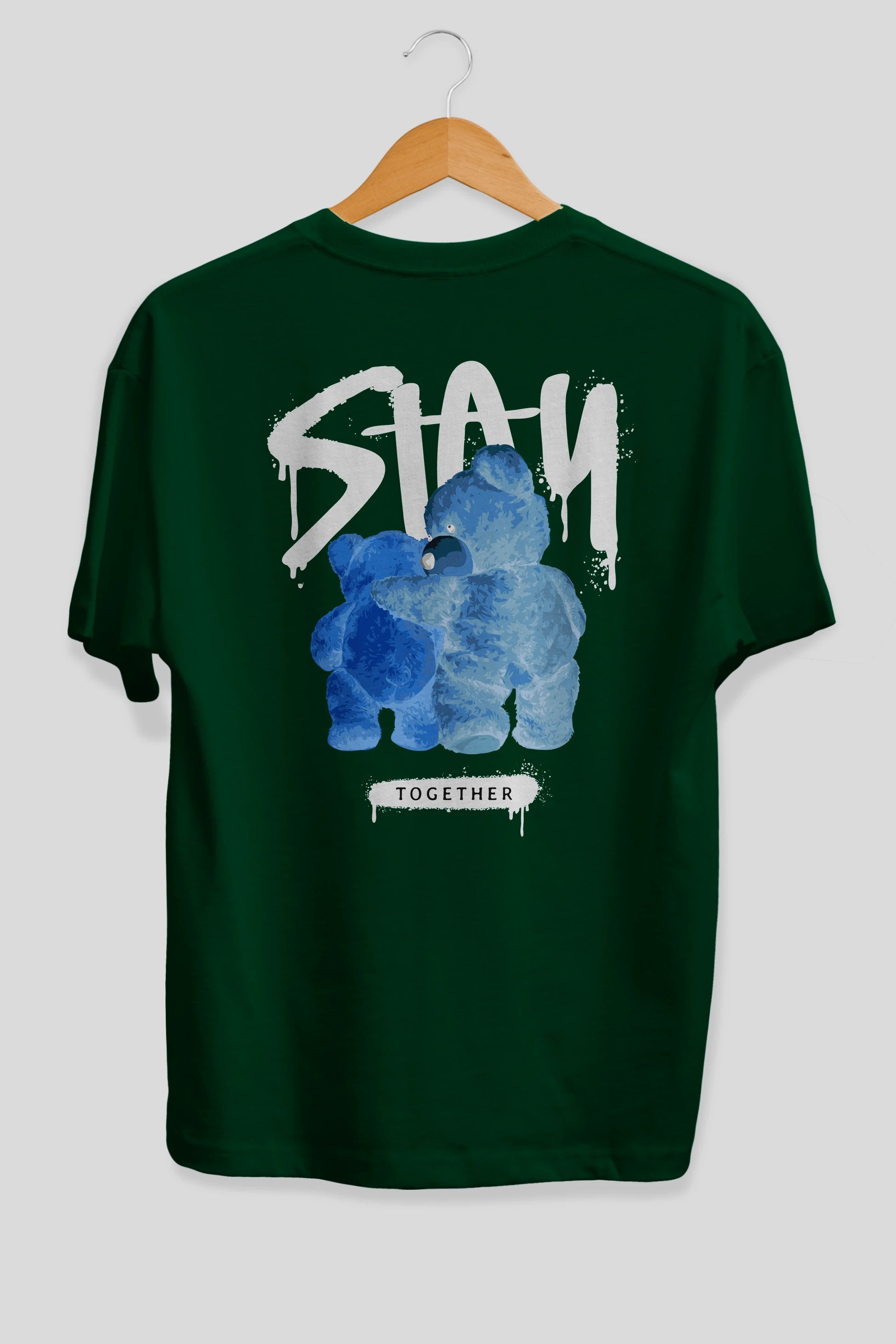 Stay Together Bear Arka Baskılı Oversize t-shirt Erkek Kadın Unisex
