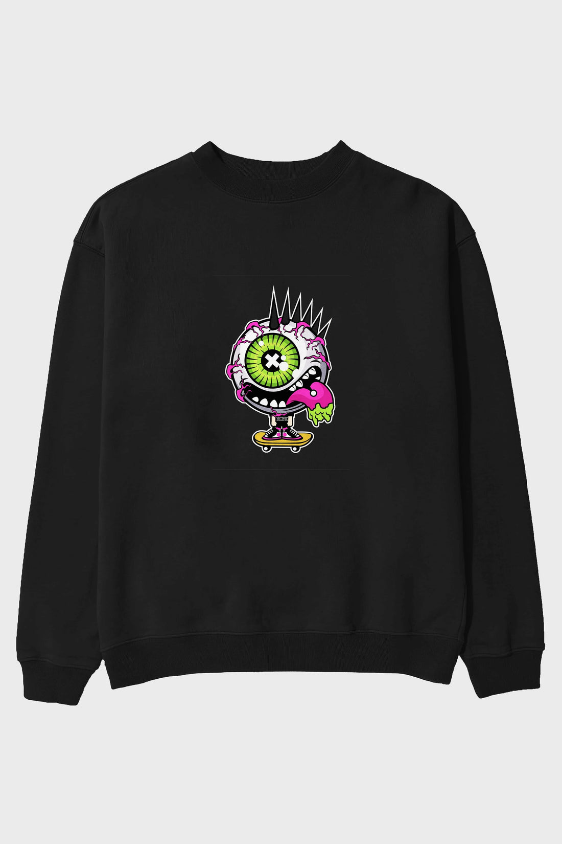 Eye Monster Skater Ön Baskılı Oversize Sweatshirt Erkek Kadın Unisex