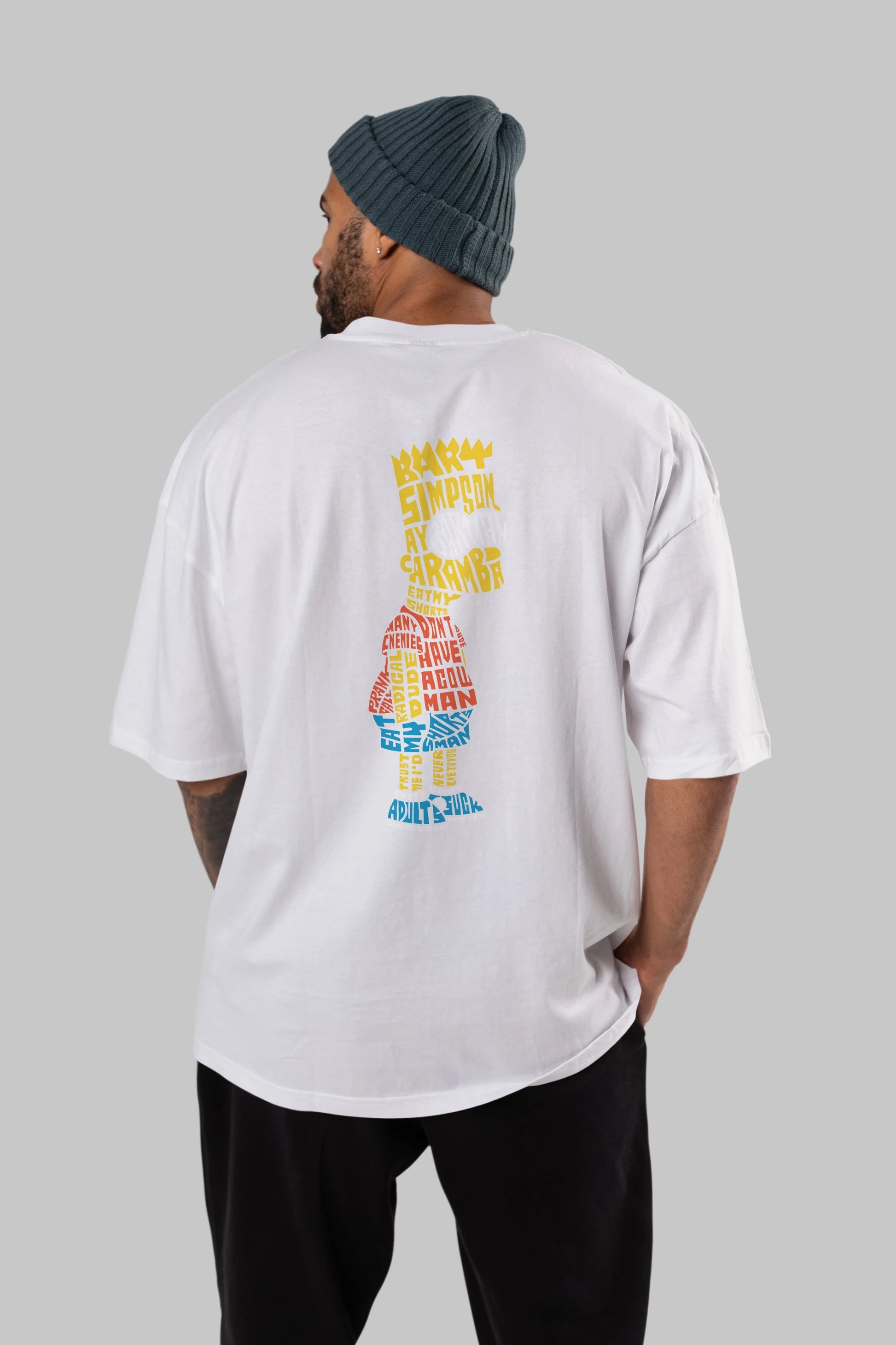 Bart Simpson Arka Baskılı Oversize t-shirt %100 pamuk Erkek Kadın Unisex