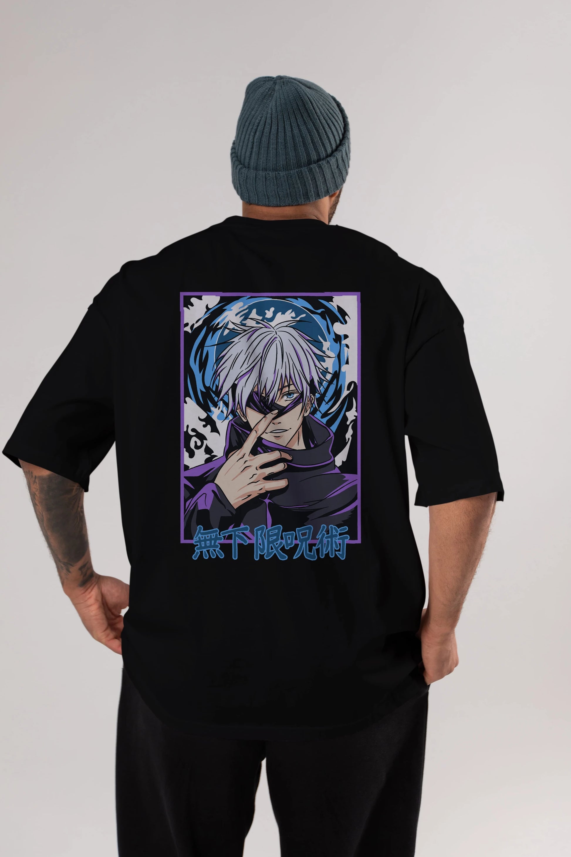 SATORU GOJO 3 Anime Arka Baskılı Oversize t-shirt Erkek Kadın Unisex