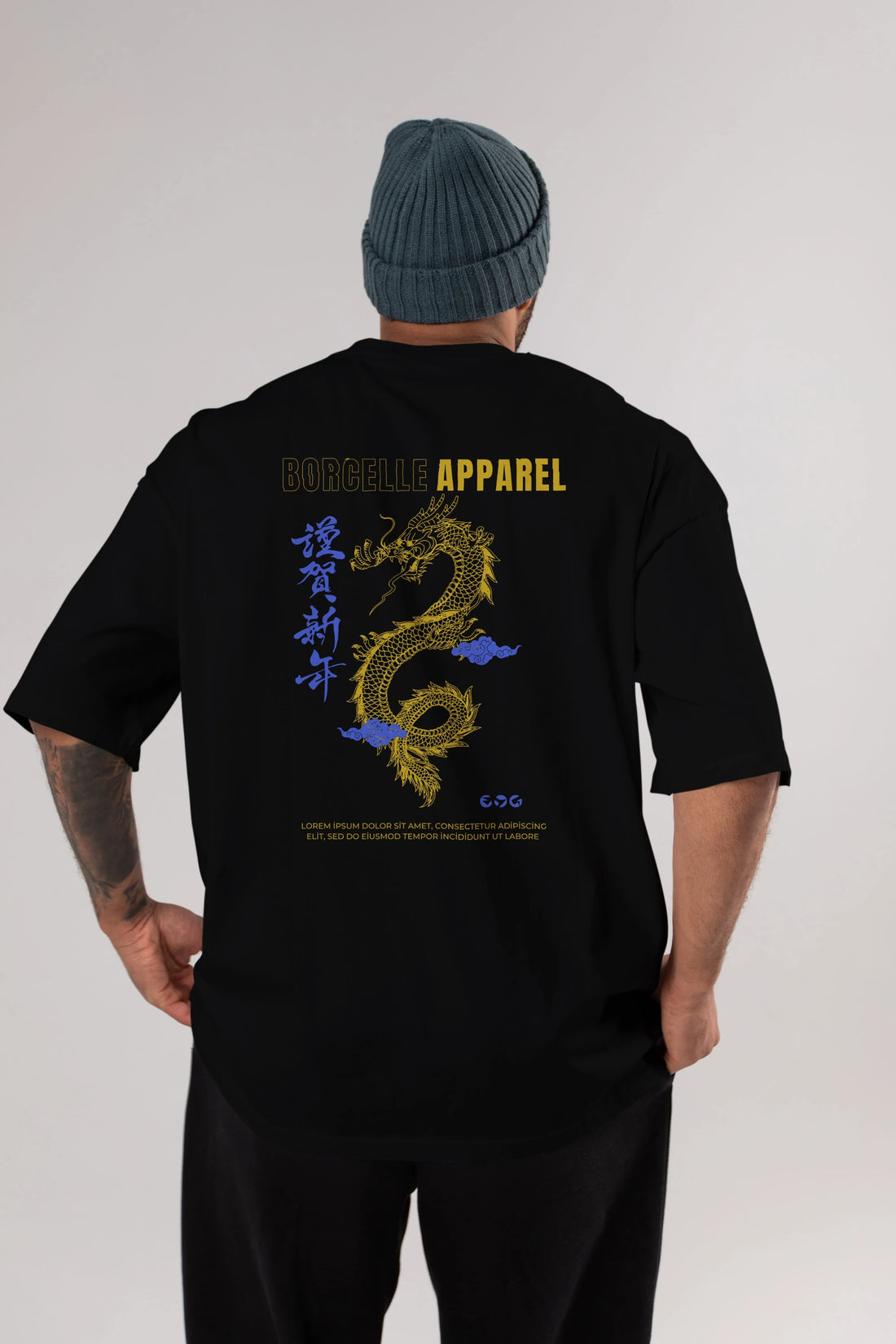 Borcelle Apparel Yazılı Arka Baskılı Oversize t-shirt Erkek Kadın Unisex