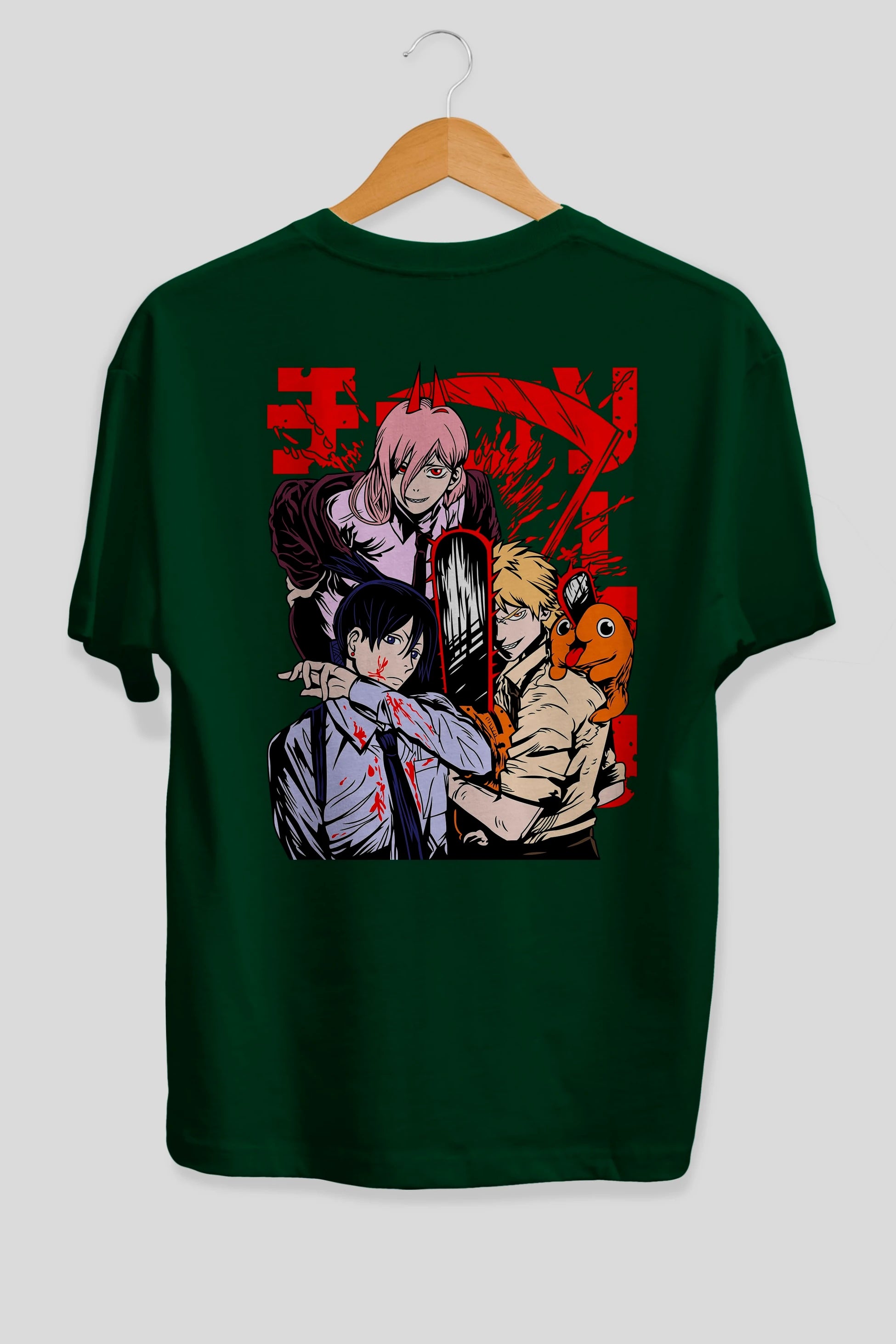 CHAINSAWMAN CREW Anime Arka Baskılı Oversize t-shirt Erkek Kadın Unisex