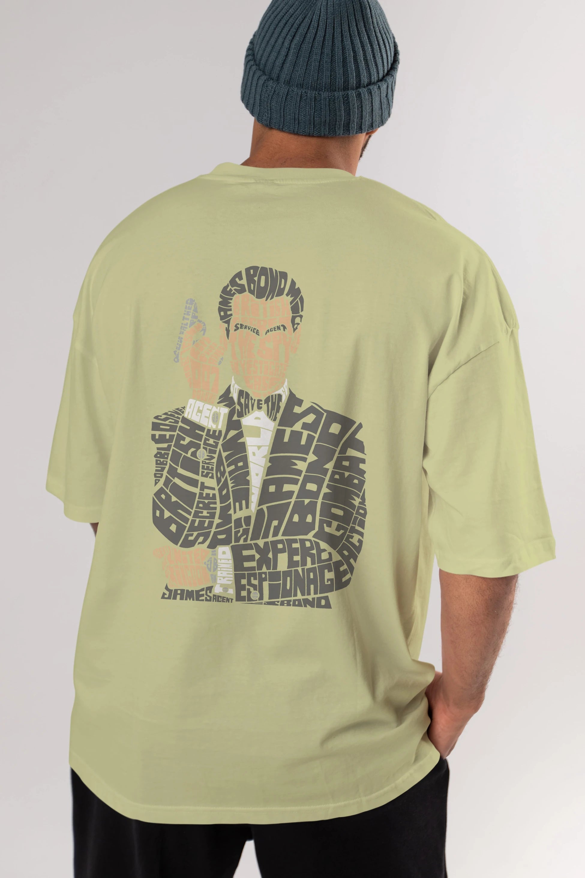 James Bond Arka Baskılı Oversize t-shirt %100 pamuk Erkek Kadın Unisex