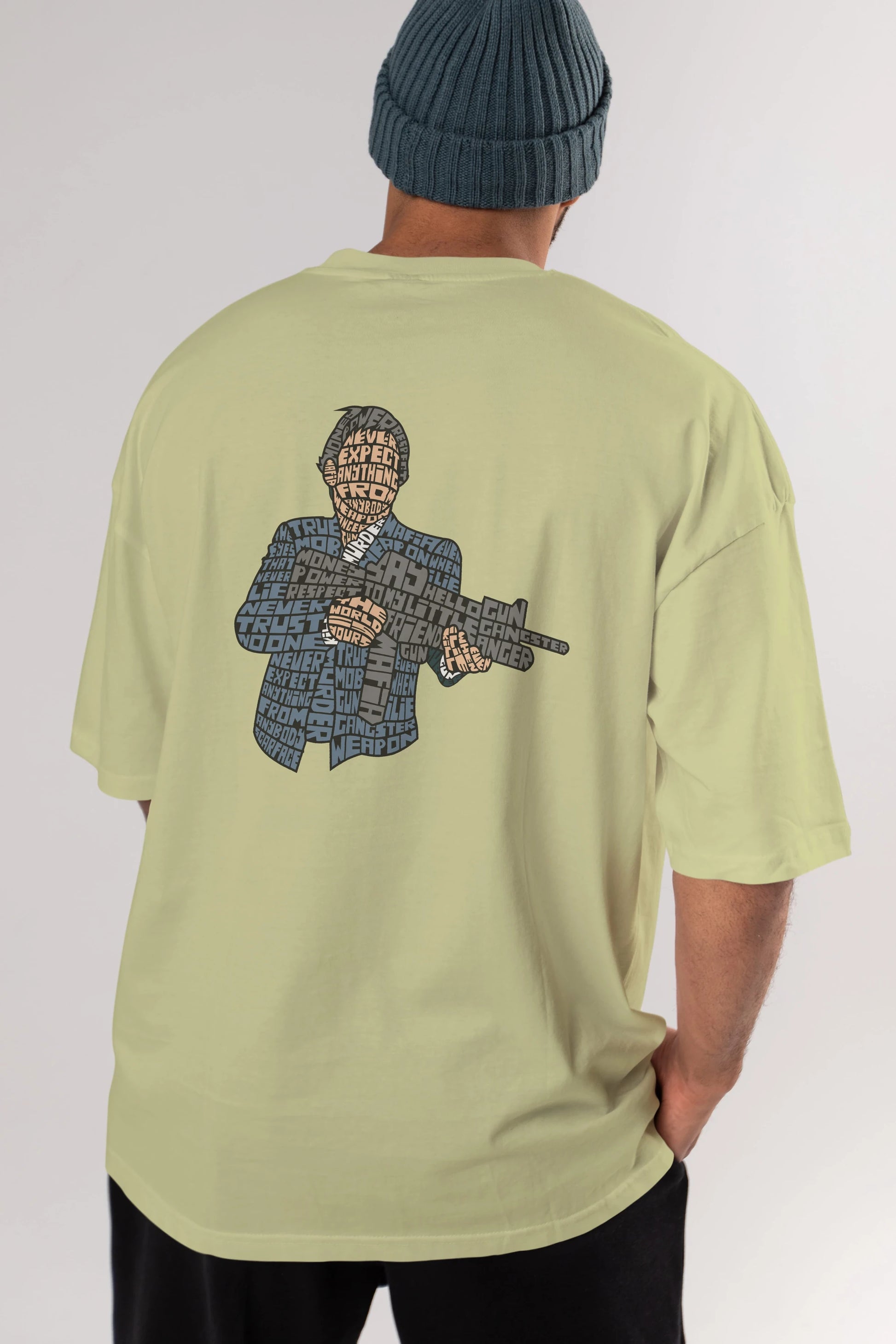 Mafia Arka Baskılı Oversize t-shirt %100 pamuk Erkek Kadın Unisex