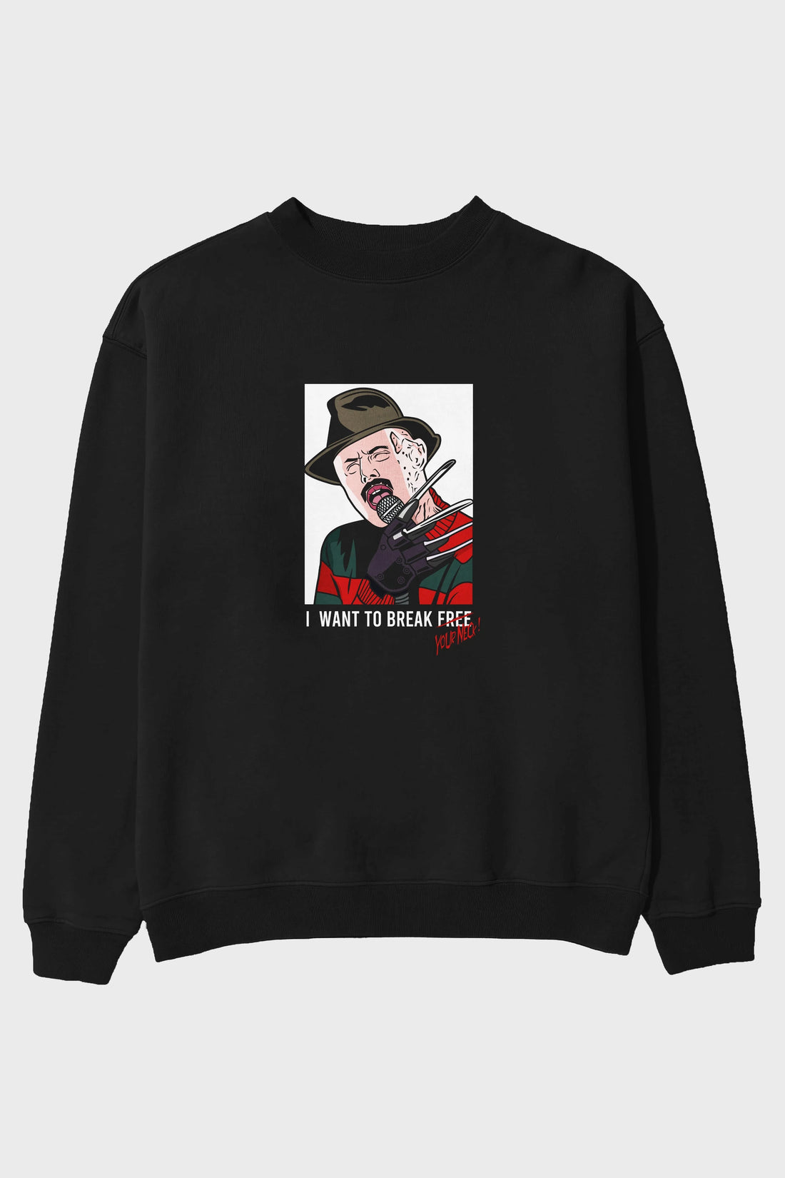 Freddy Merkrueger Ön Baskılı Oversize Sweatshirt Erkek Kadın Unisex