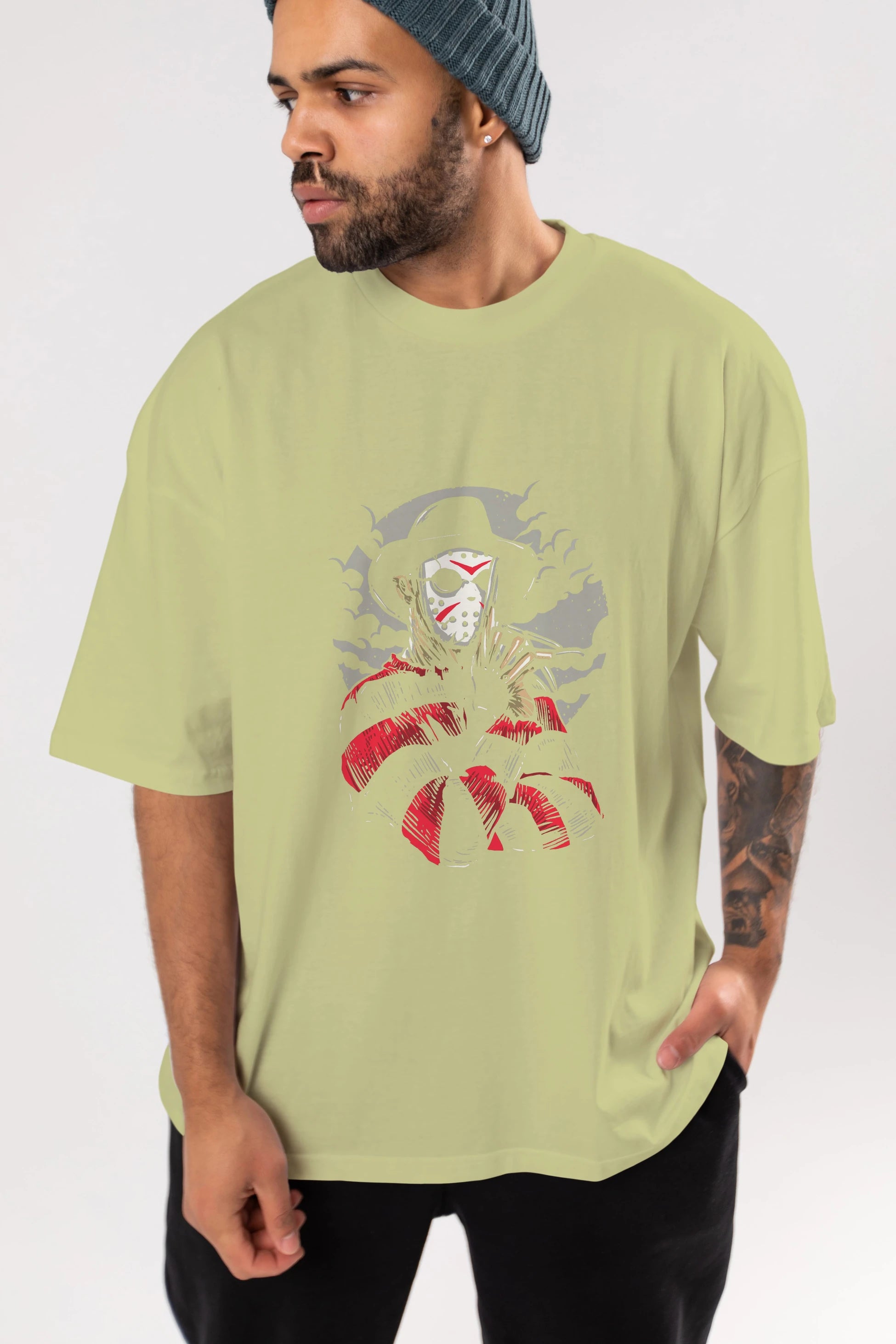 Freddy VS Jason (2) Ön Baskılı Oversize t-shirt Erkek Kadın Unisex %100 Pamuk tişort