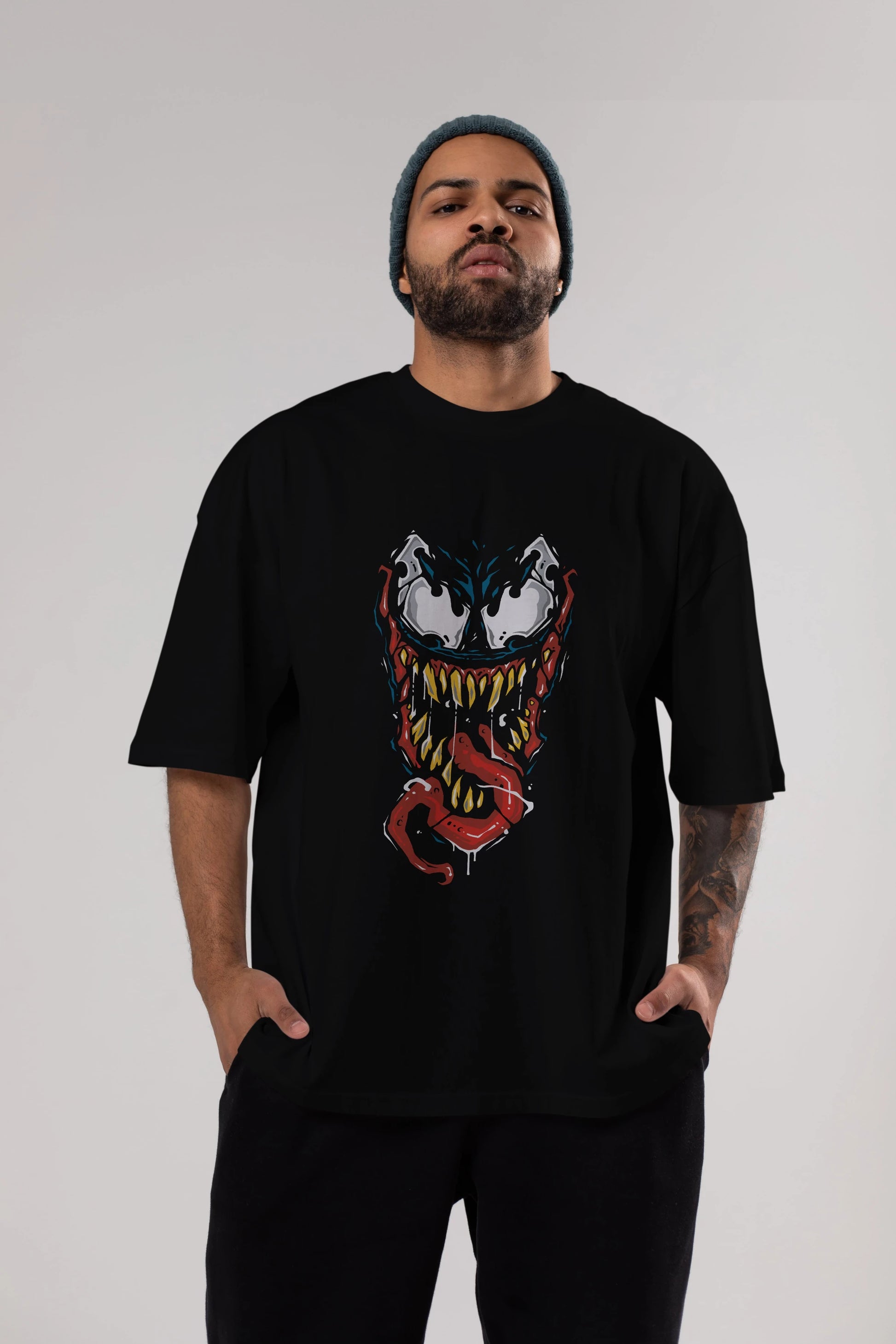 Venom (15) Ön Baskılı Oversize t-shirt Erkek Kadın Unisex %100 Pamuk Bisiklet Yaka tişort