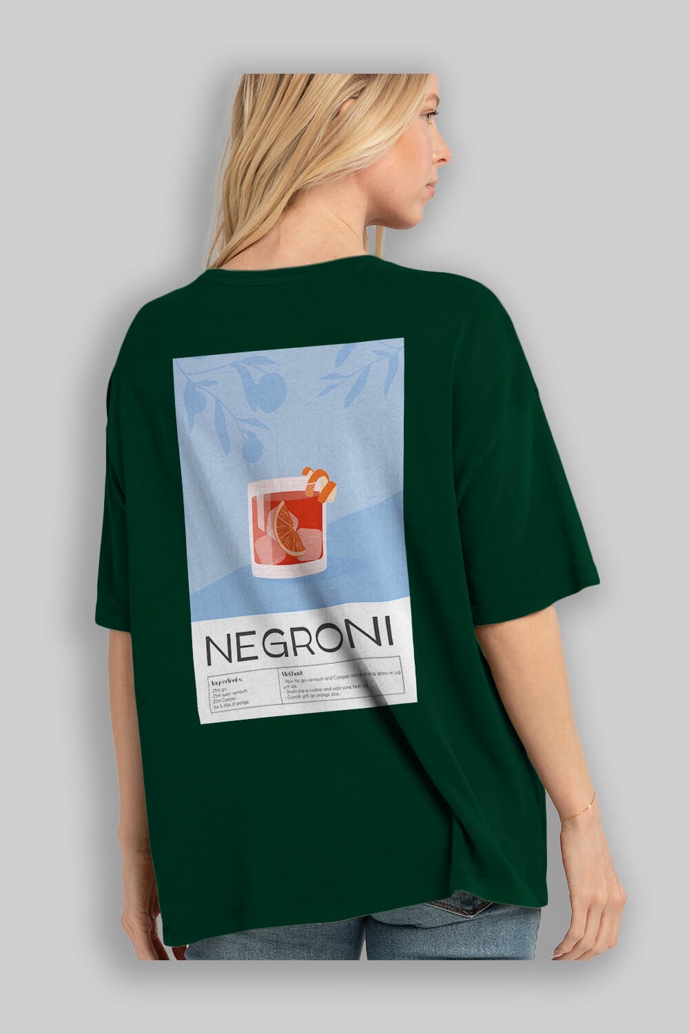 Negroni Arka Baskılı Oversize t-shirt Erkek Kadın Unisex %100 Pamuk Bisiklet Yaka tişort