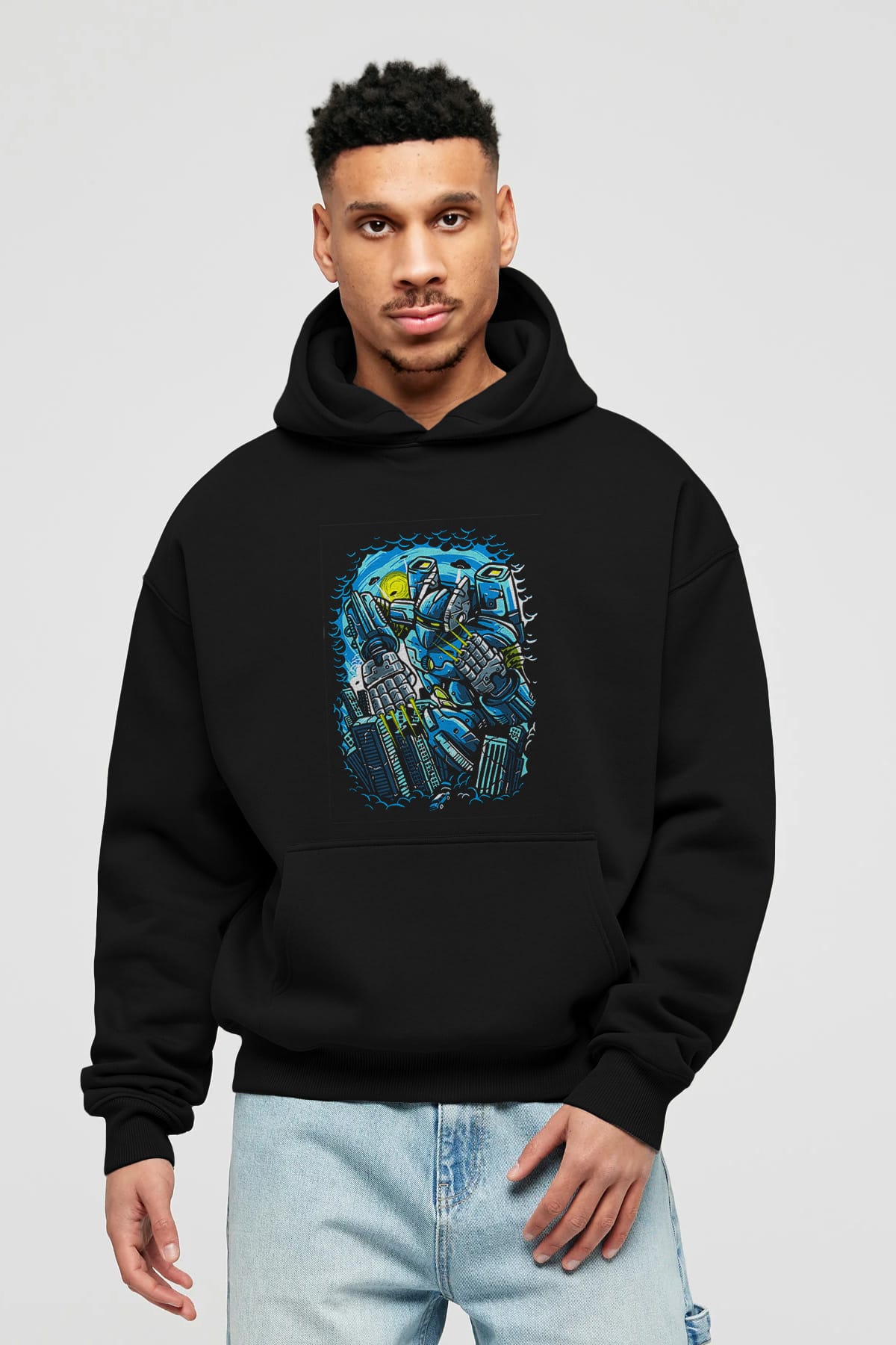 Destroy The City Ön Baskılı Hoodie Oversize Kapüşonlu Sweatshirt Erkek Kadın Unisex