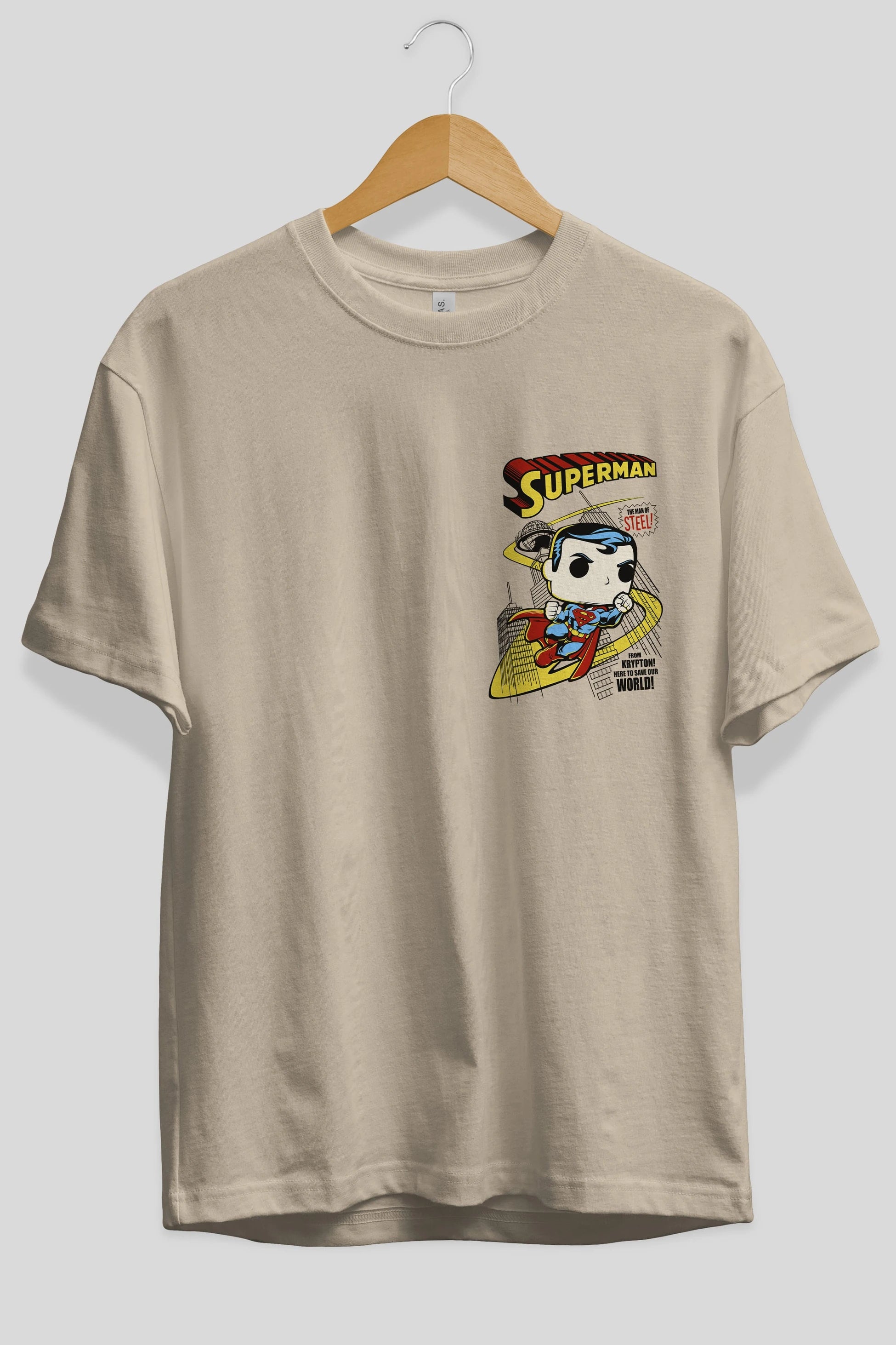 Superman (2) Ön Sol Baskılı Oversize t-shirt Erkek Kadın Unisex %100 Pamuk Bisiklet Yaka tişort