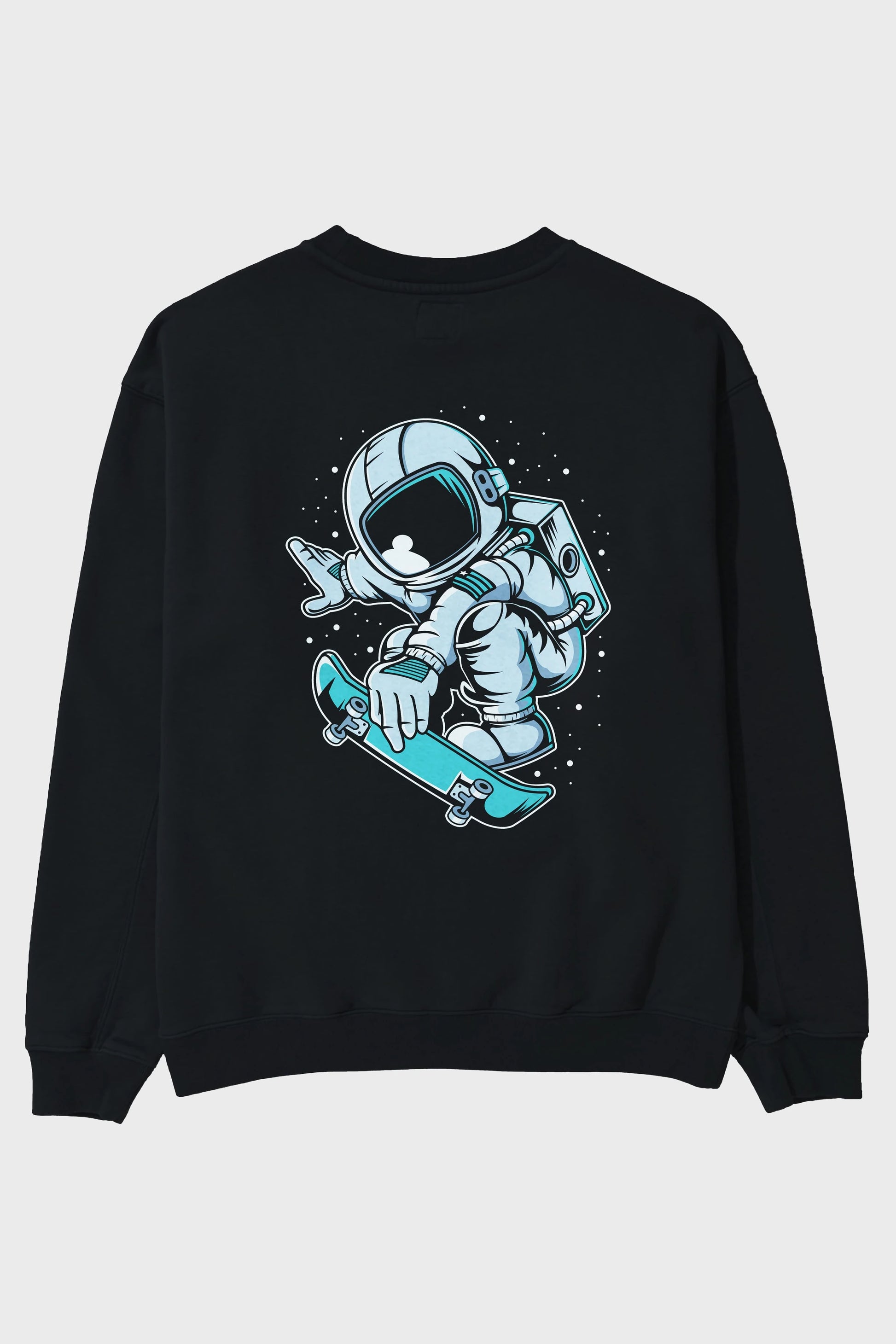 Astronaut Skateboard Jump Arka Baskılı Oversize Sweatshirt Erkek Kadın Unisex