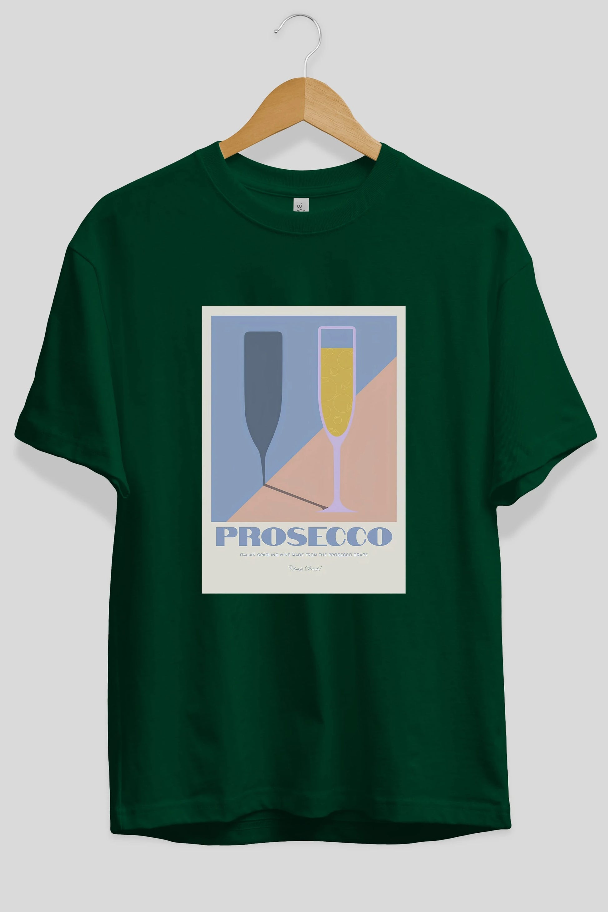 Prosecco Ön Baskılı Oversize t-shirt Erkek Kadın Unisex %100 Pamuk Bisiklet Yaka tişort