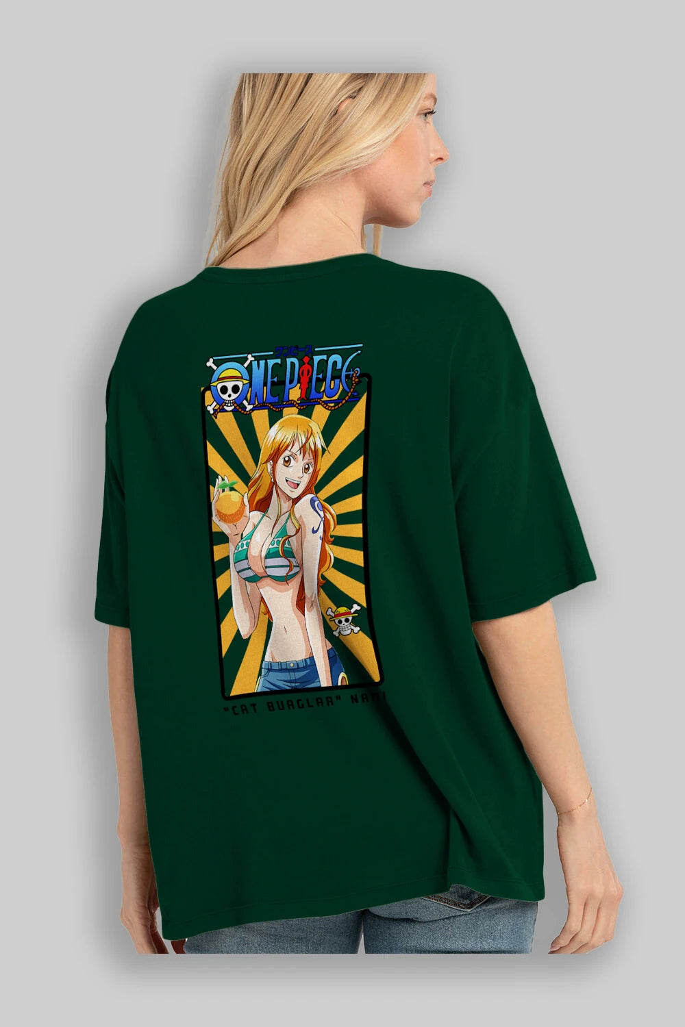 Nami Anime Arka Baskılı Oversize t-shirt Erkek Kadın Unisex %100 pamuk tişort