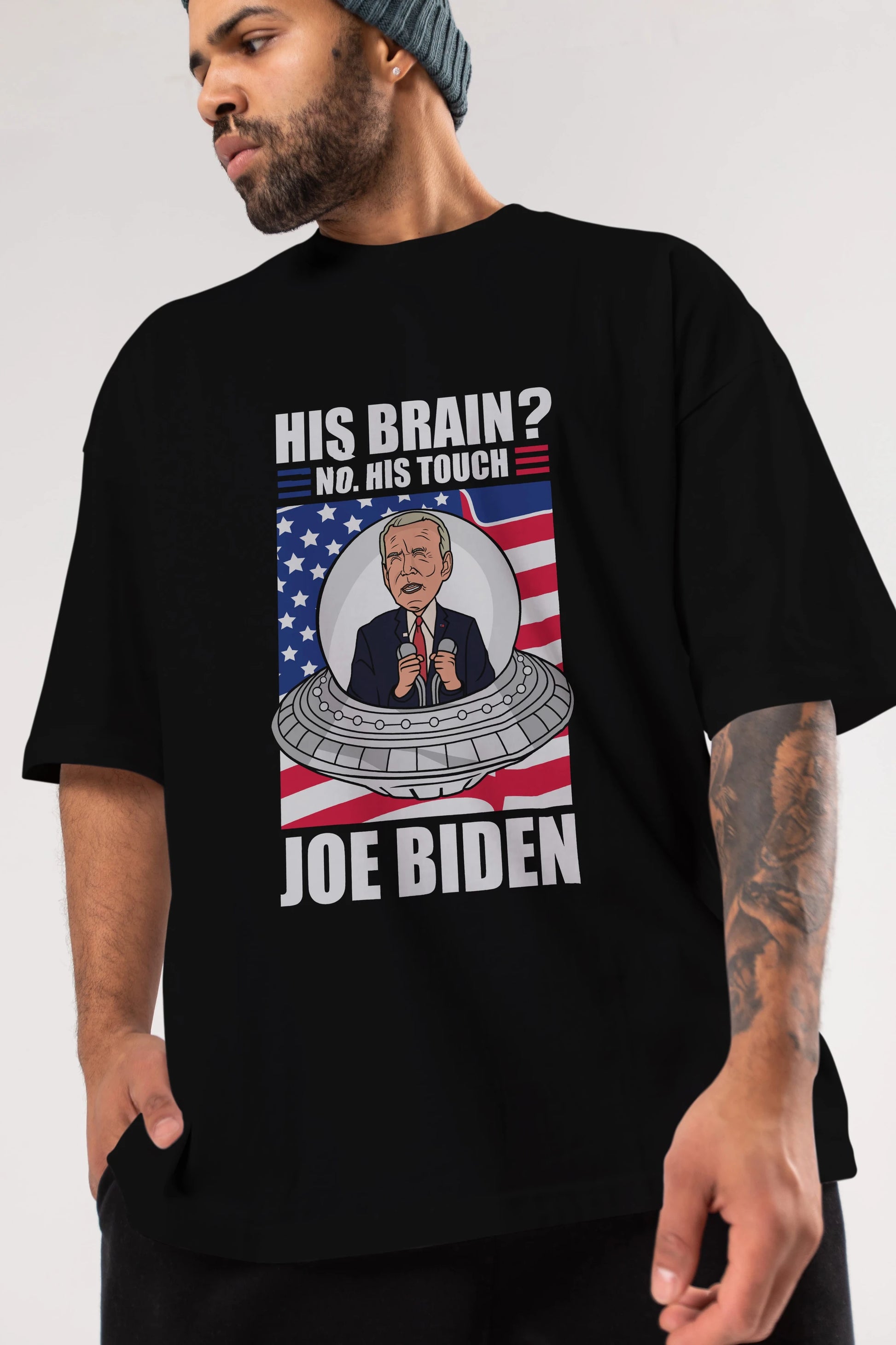 Alien Biden Ön Baskılı Oversize t-shirt Erkek Kadın Unisex %100 Pamuk tişort