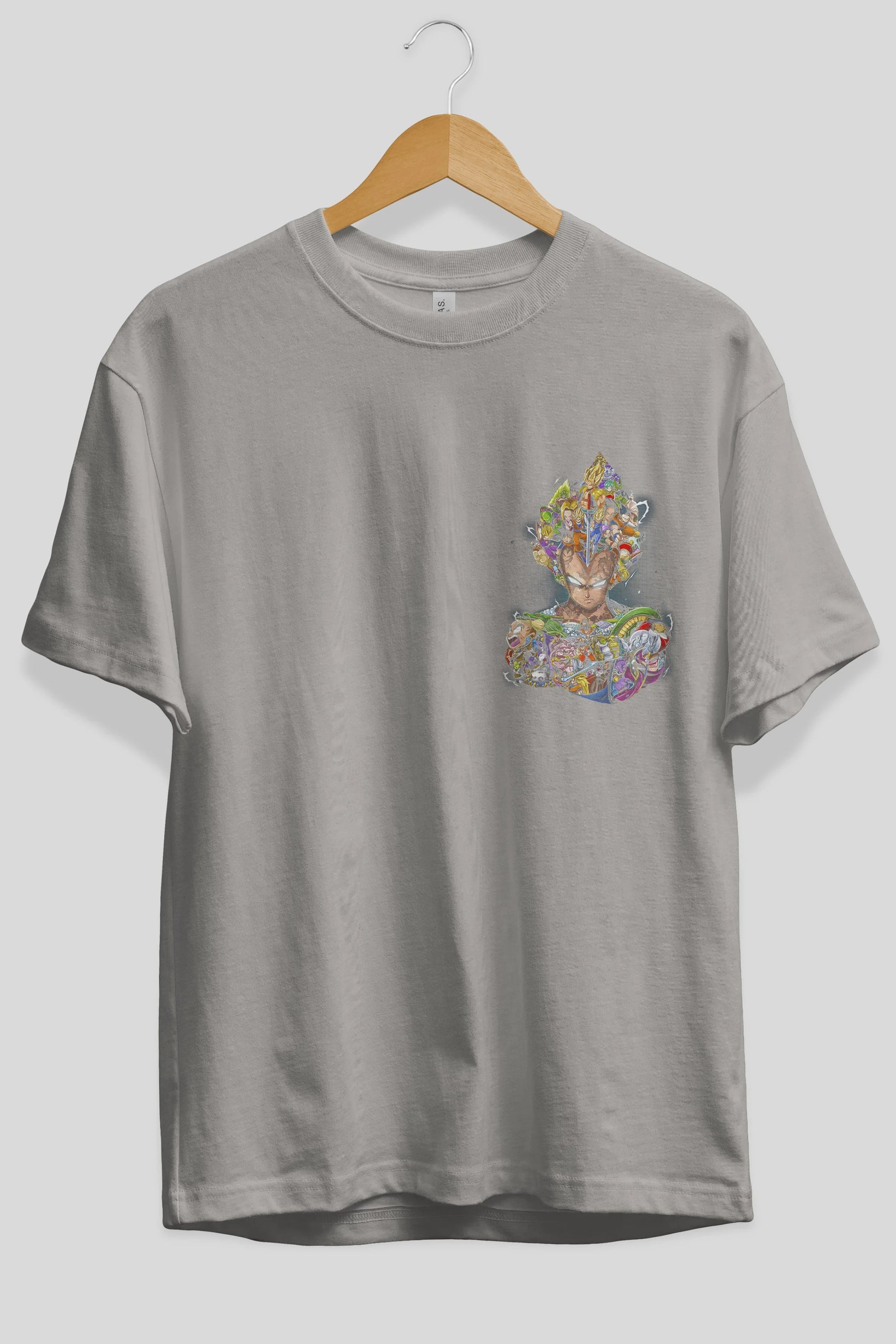 DRAGON BALL ART (3) Ön Sol Baskılı Oversize t-shirt Erkek Kadın Unisex %100 Pamuk Bisiklet Yaka tişort