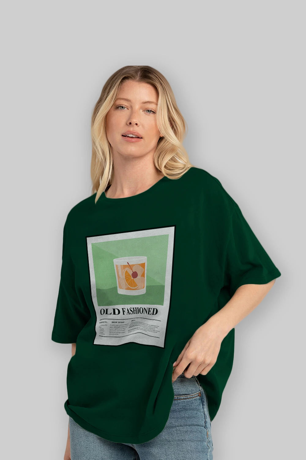Old Fashioned Ön Baskılı Oversize t-shirt Erkek Kadın Unisex %100 Pamuk Bisiklet Yaka tişort