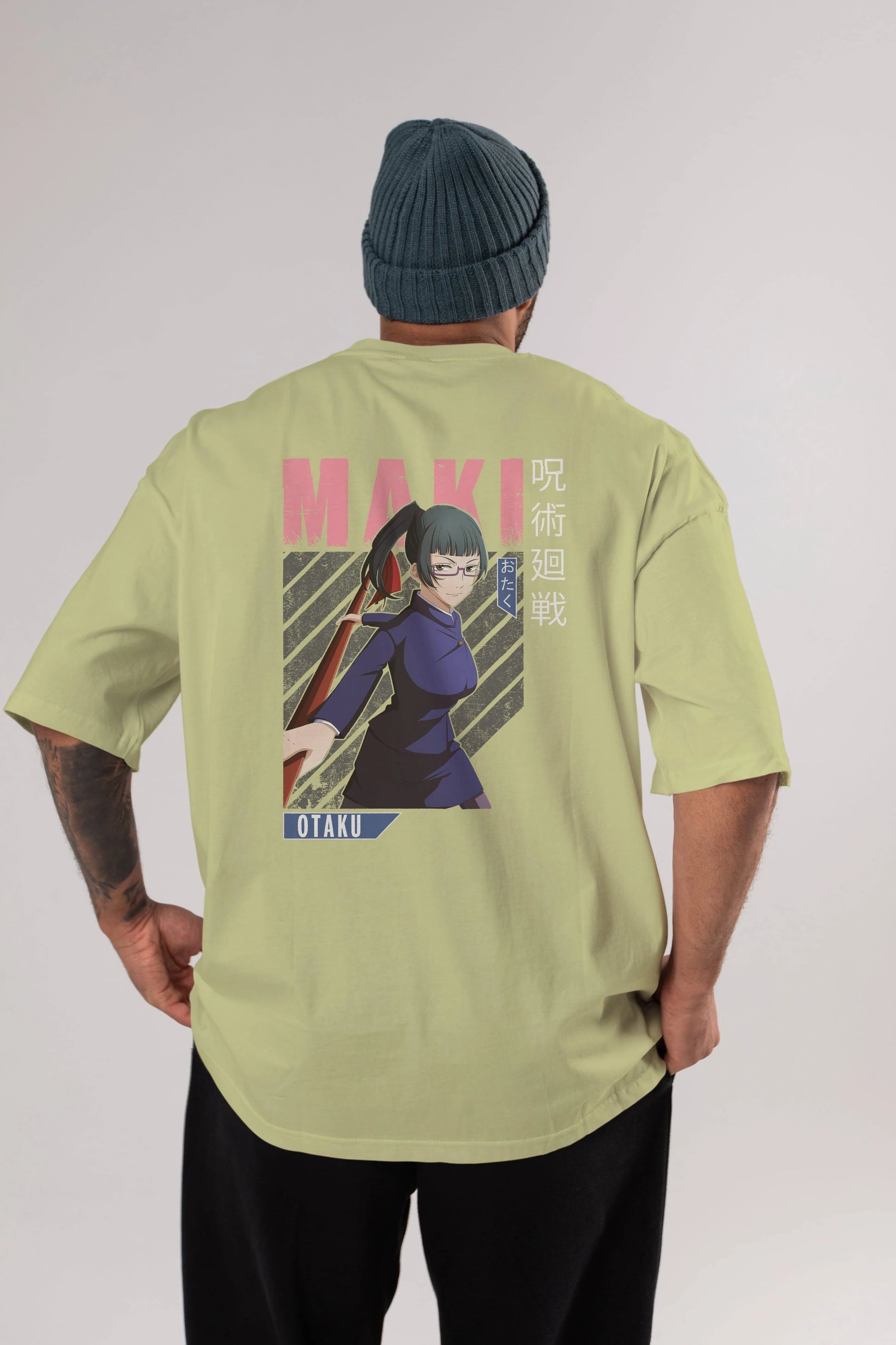 Maki Zenin CHAINSAWMAN Anime Arka Baskılı Oversize t-shirt Erkek Kadın Unisex