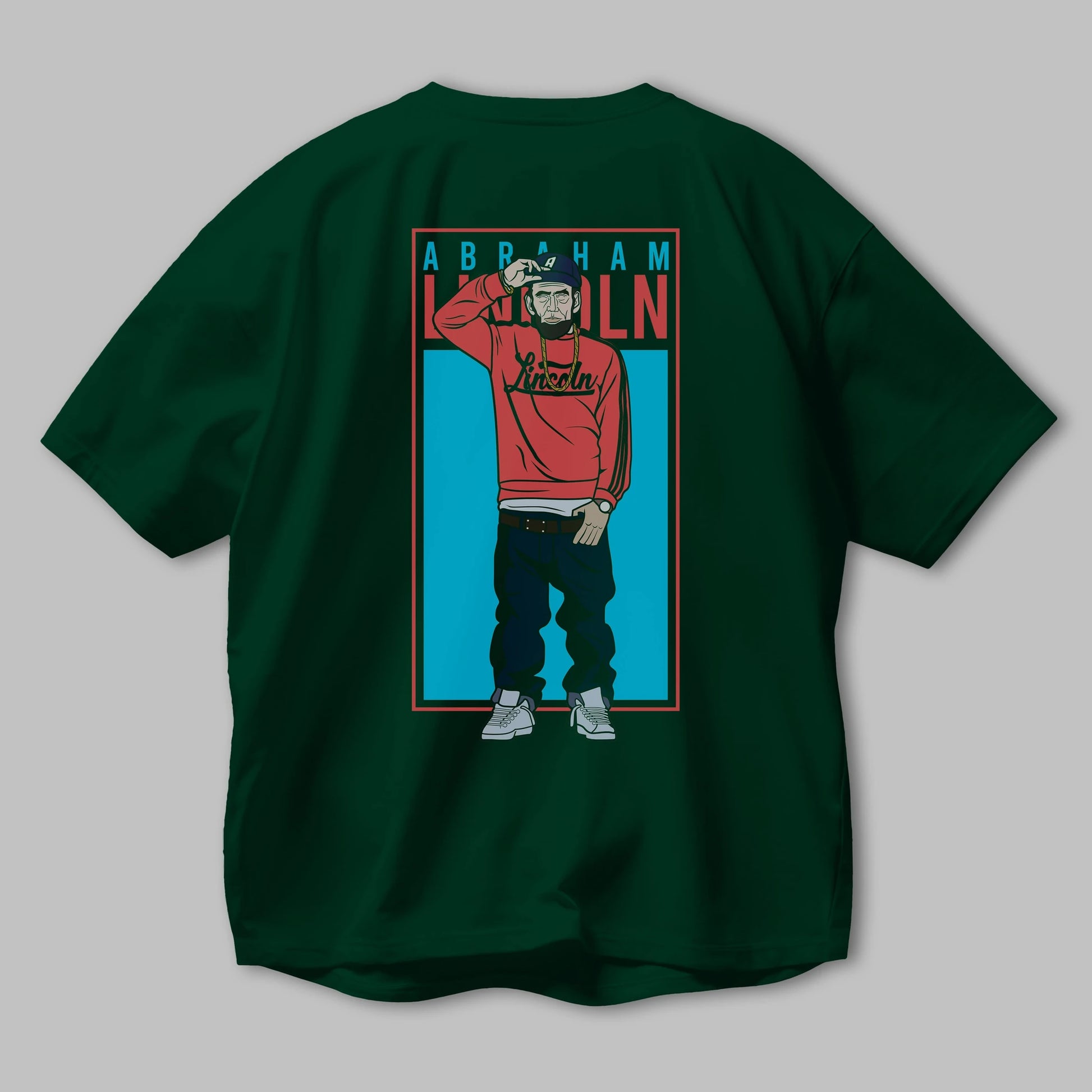 Abraham Lincoln Arka Baskılı Oversize t-shirt Erkek Kadın Unisex %100 Pamuk tişort