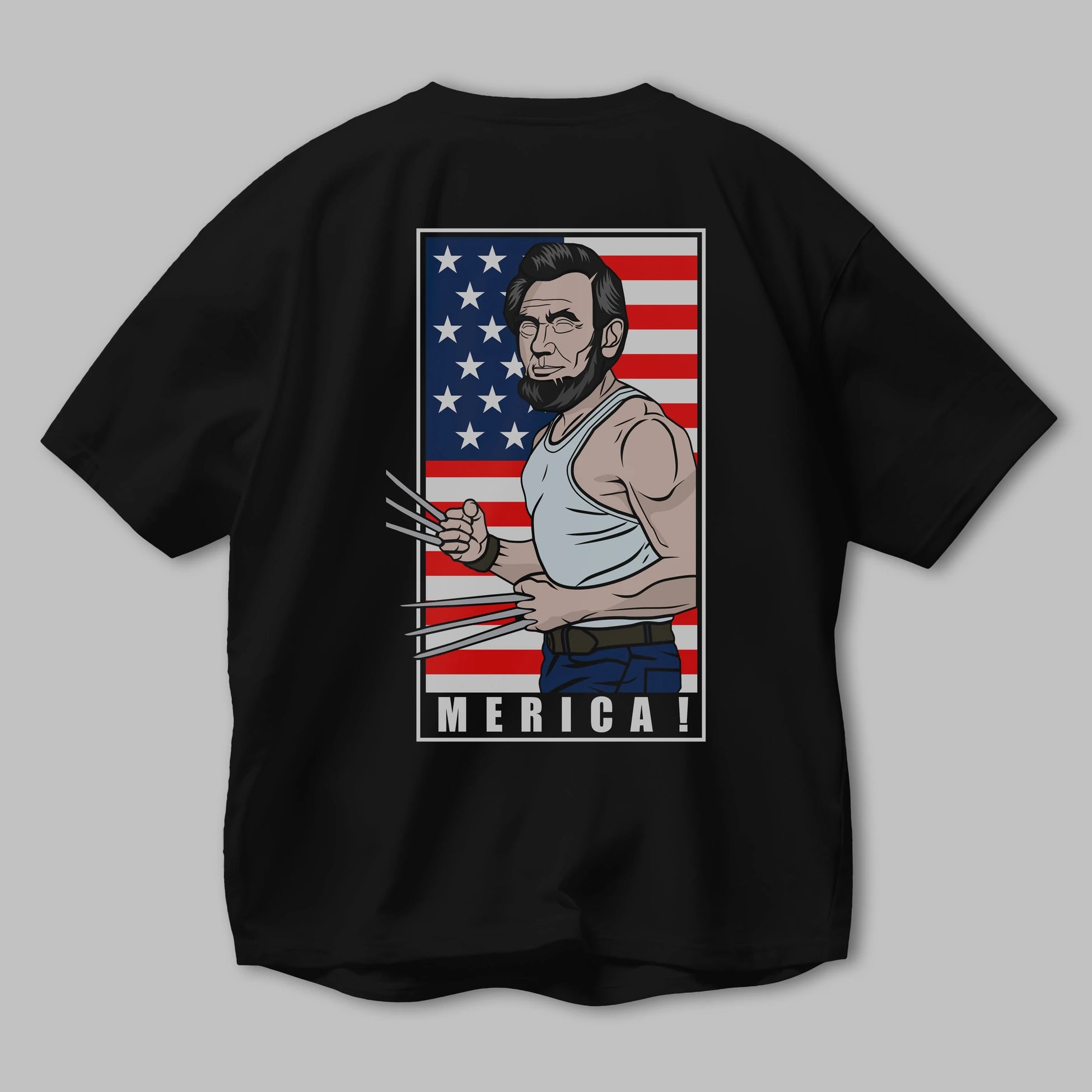 Wolverlincoln Arka Baskılı Oversize t-shirt Erkek Kadın Unisex %100 Pamuk tişort