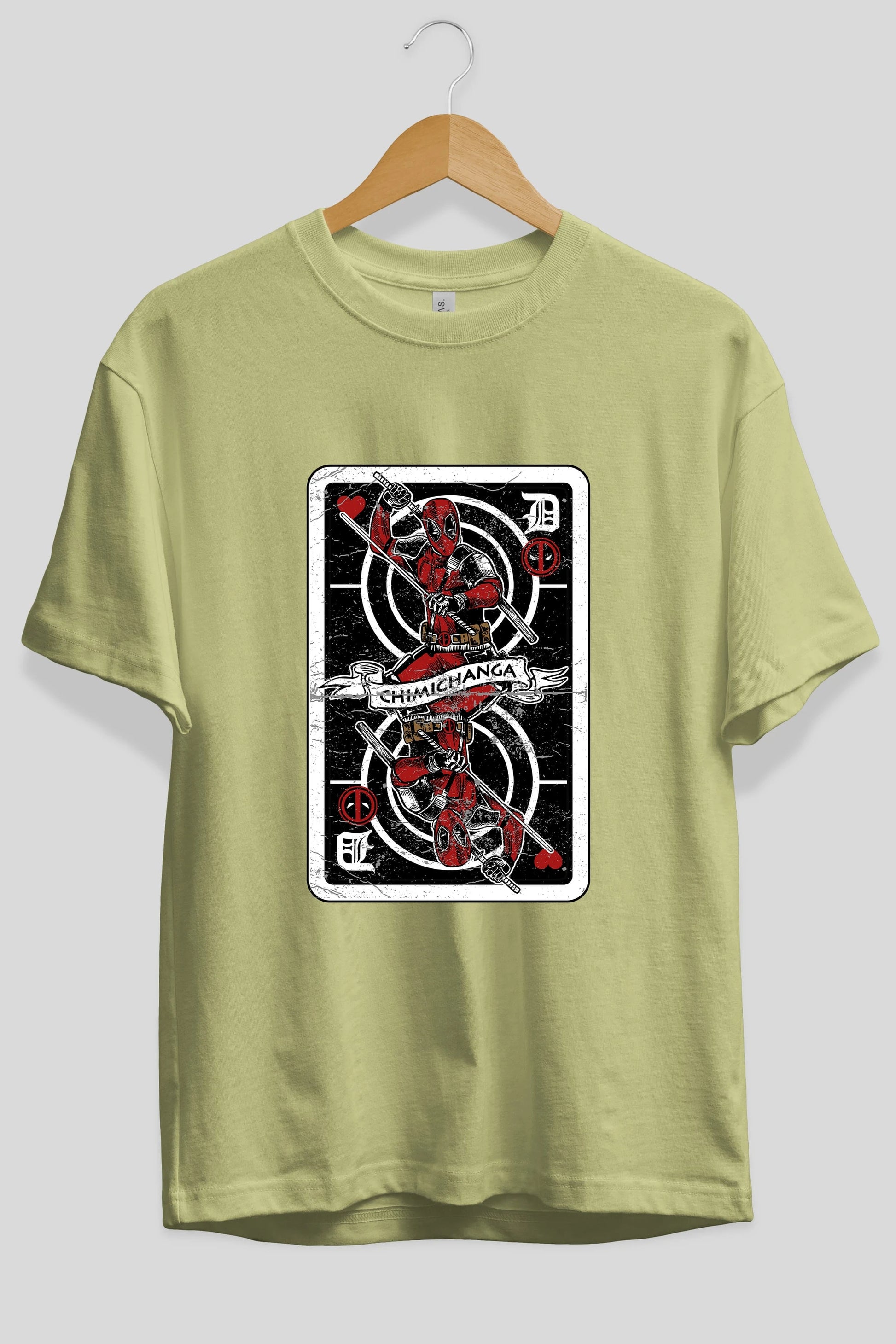 Deadpool Card Ön Baskılı Oversize t-shirt Erkek Kadın Unisex %100 Pamuk tişort