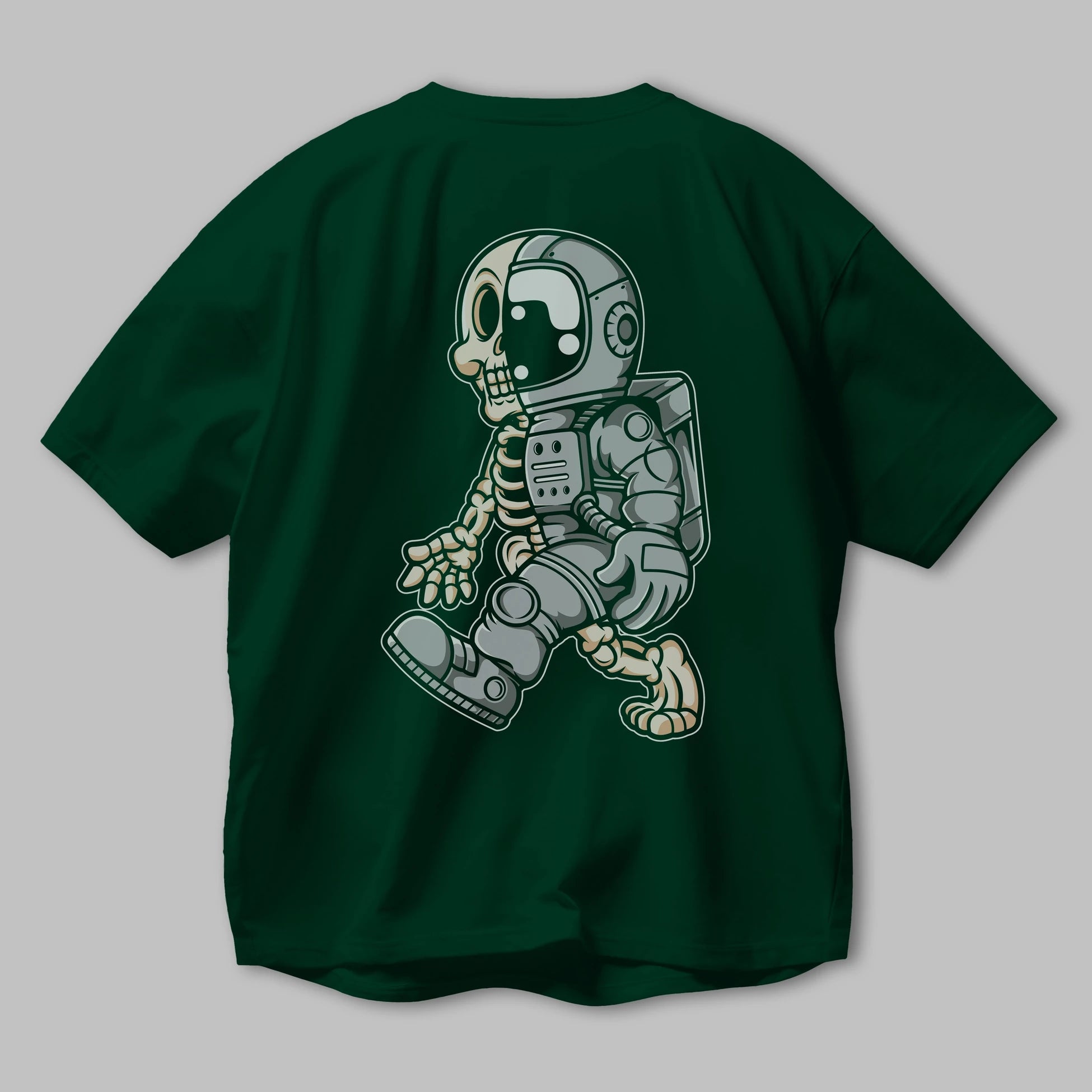 Astronaut Half Skull Arka Baskılı Oversize t-shirt Erkek Kadın Unisex