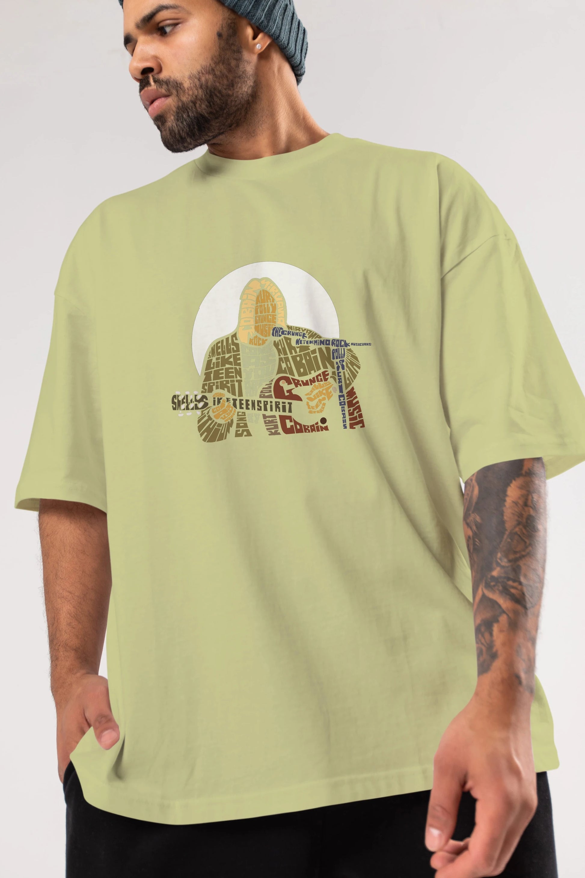 Kurt Cobain Ön Baskılı Oversize t-shirt %100 pamuk Erkek Kadın Unisex