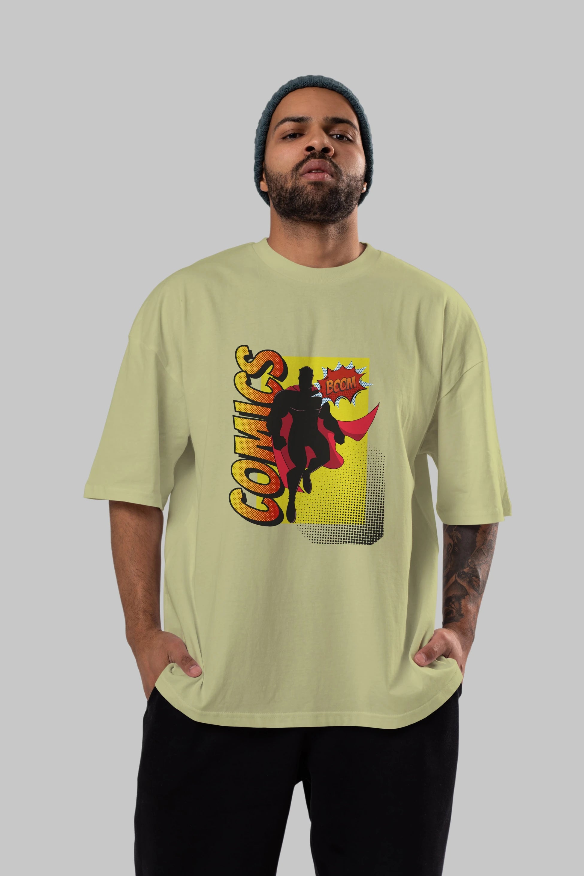 Comics Boom Ön Baskılı Oversize t-shirt Erkek Kadın Unisex