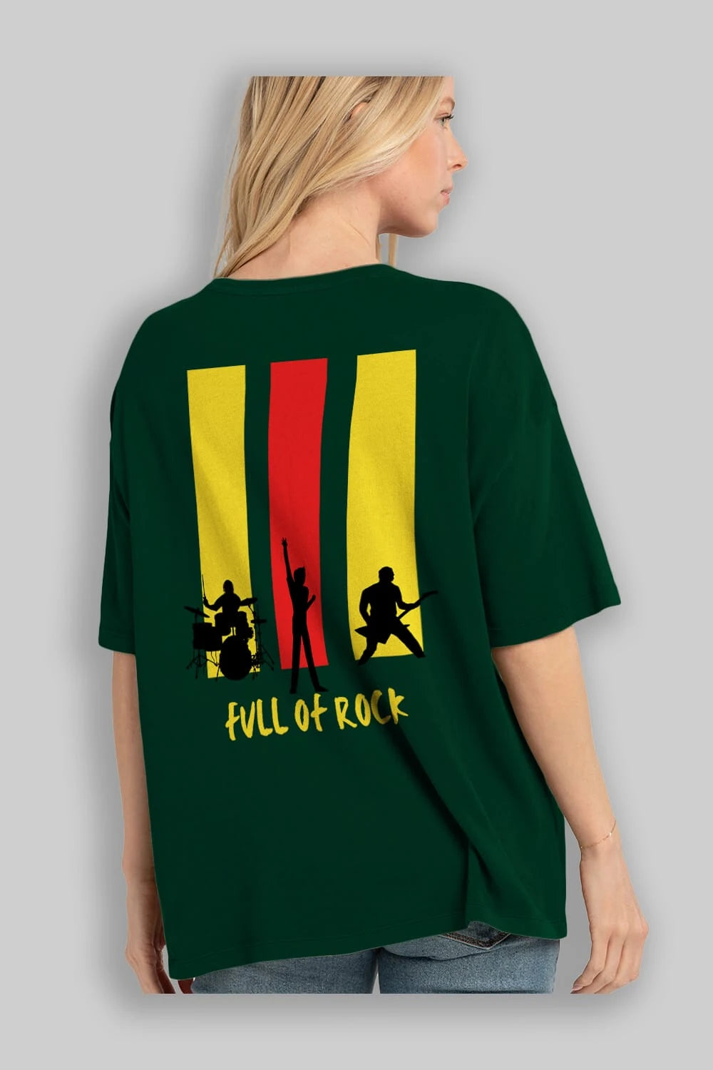 Full of Rock Yazılı Arka Baskılı Oversize t-shirt Erkek Kadın Unisex