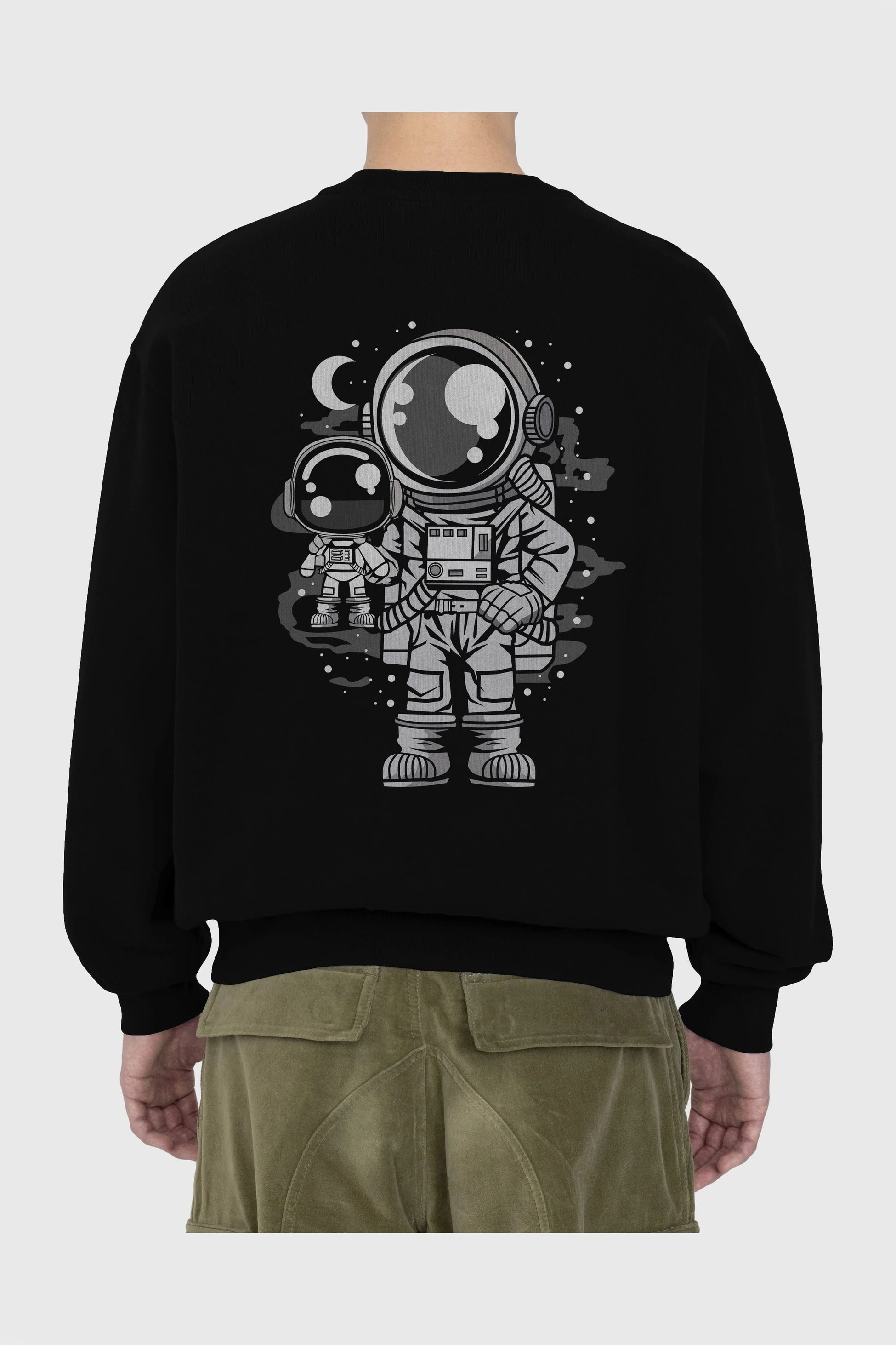 Astronaut And His Doll Arka Baskılı Oversize Sweatshirt Erkek Kadın Unisex