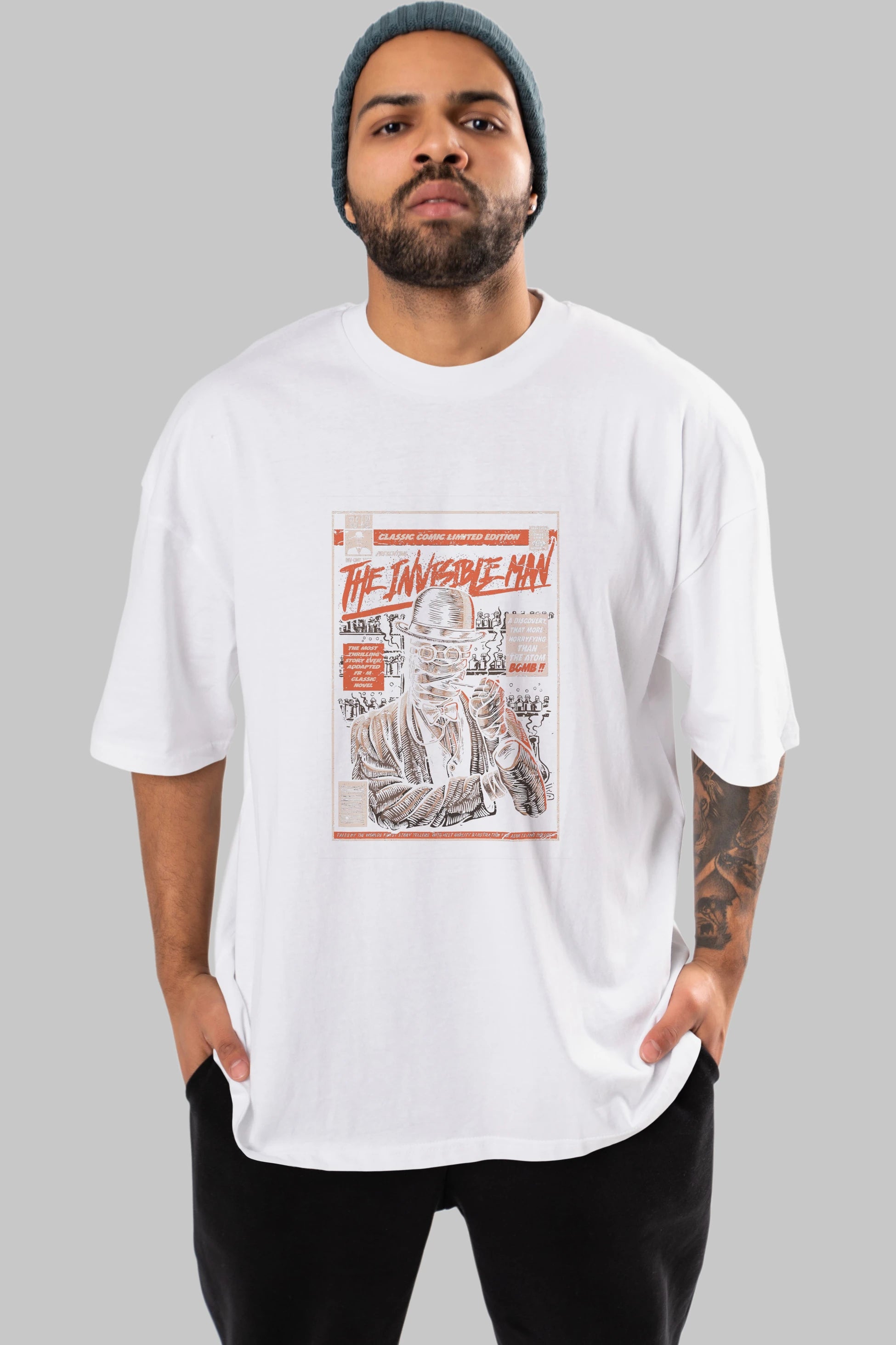 The Invisible Man Ön Baskılı Oversize t-shirt Erkek Kadın Unisex %100 Pamuk tişort